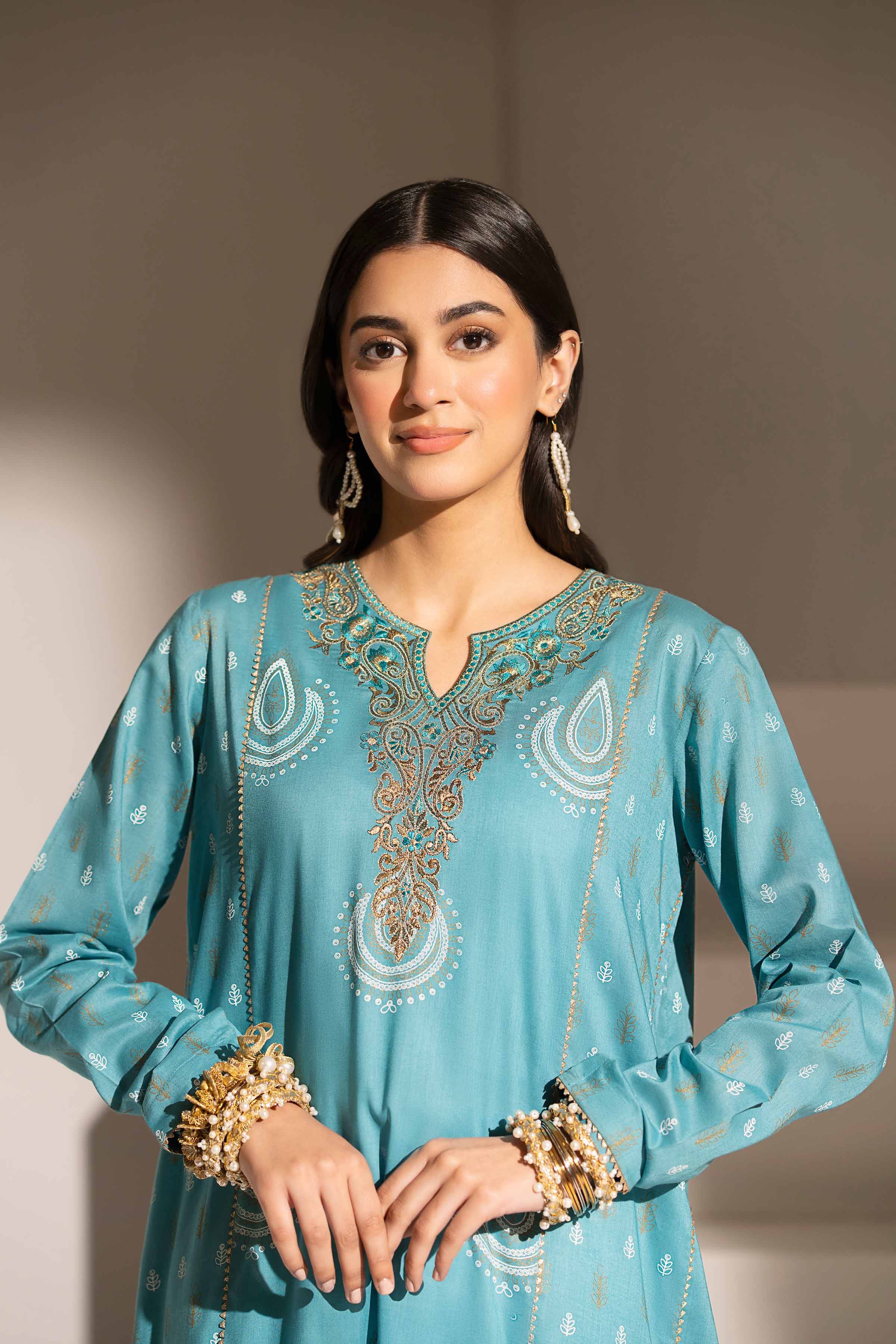 NishatUK - Brown Embroidered Lawn 1-piece ready to wear Shirt