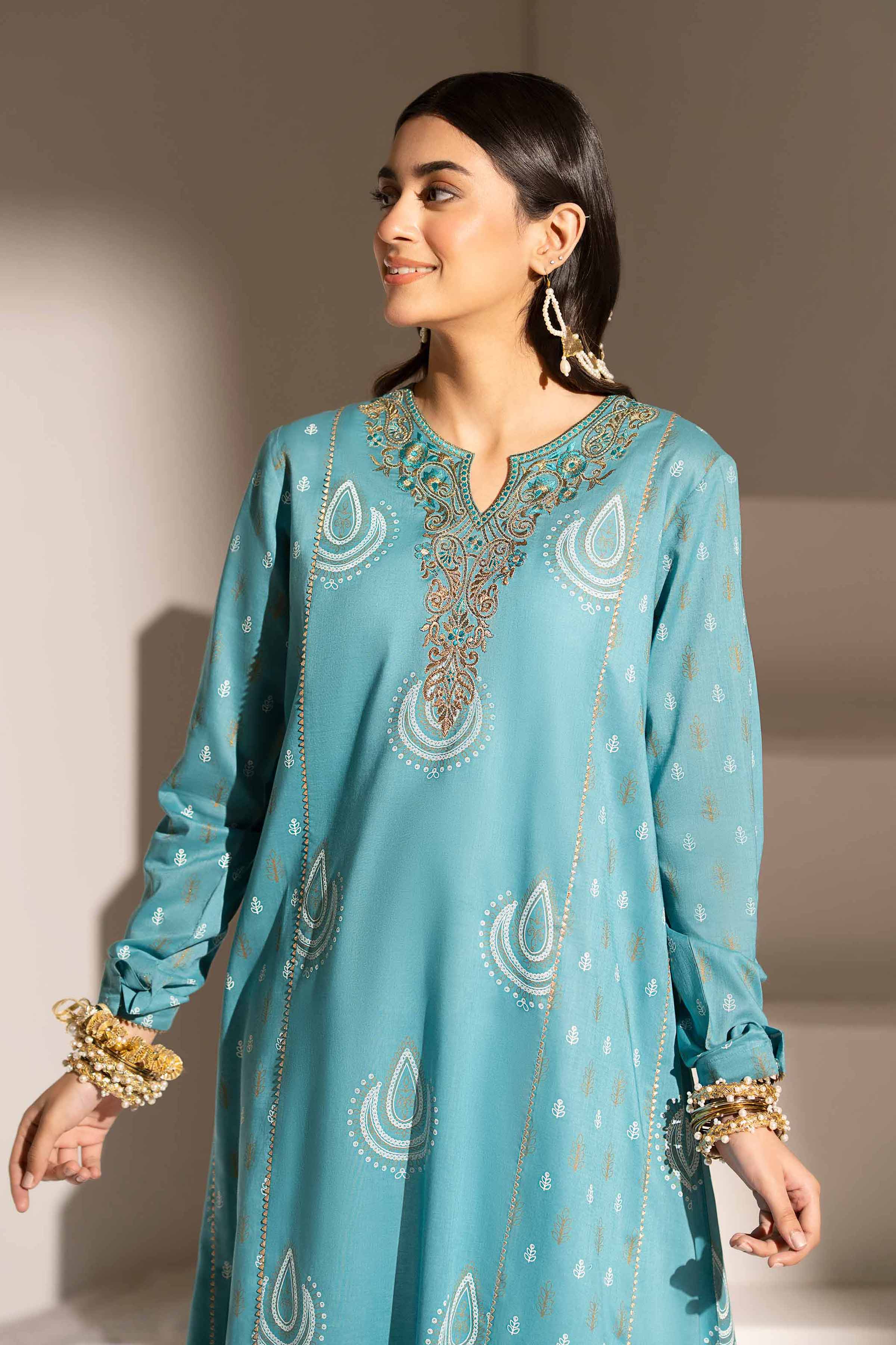 NishatUK - Brown Embroidered Lawn 1-piece ready to wear Shirt