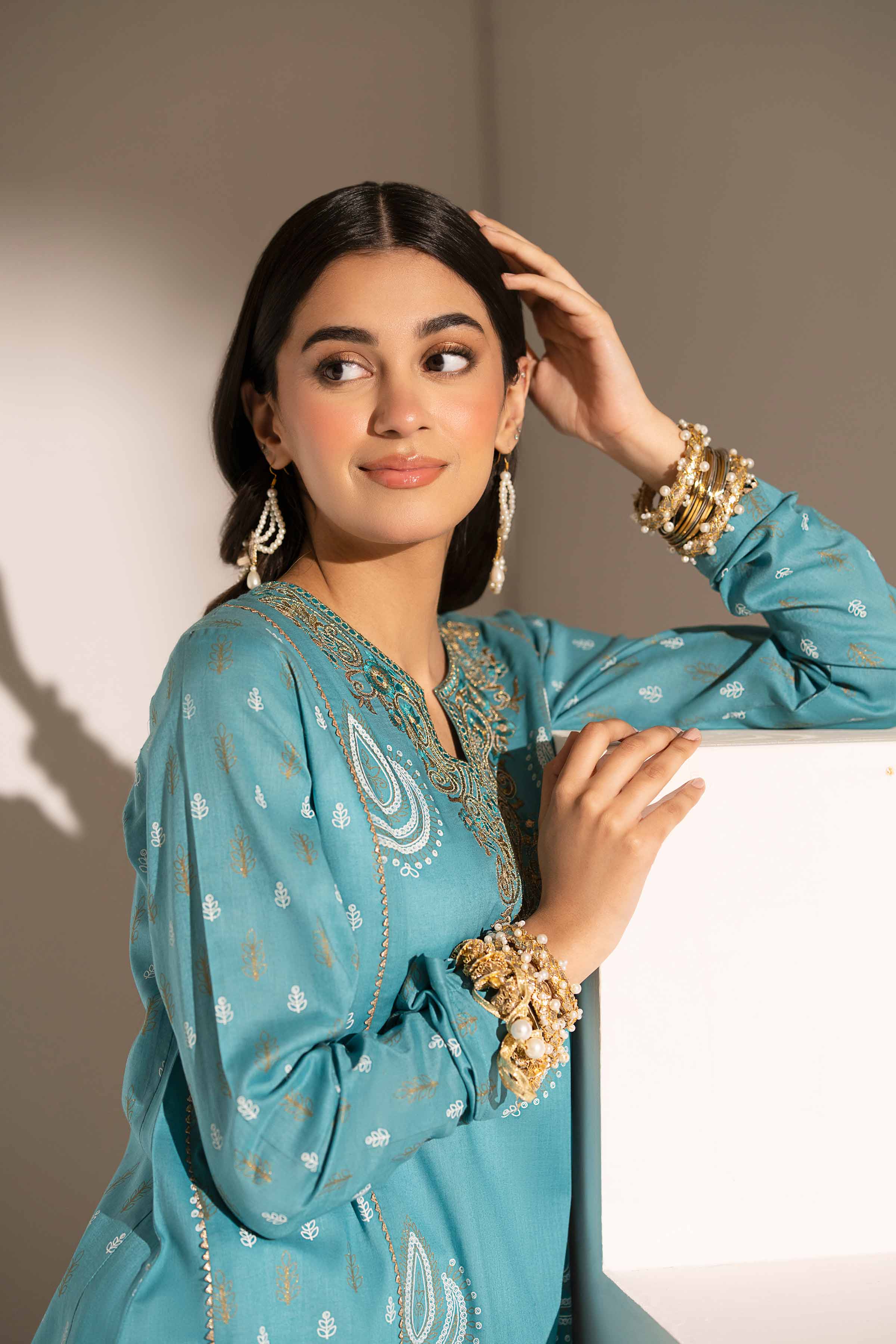 NishatUK - Brown Embroidered Lawn 1-piece ready to wear Shirt