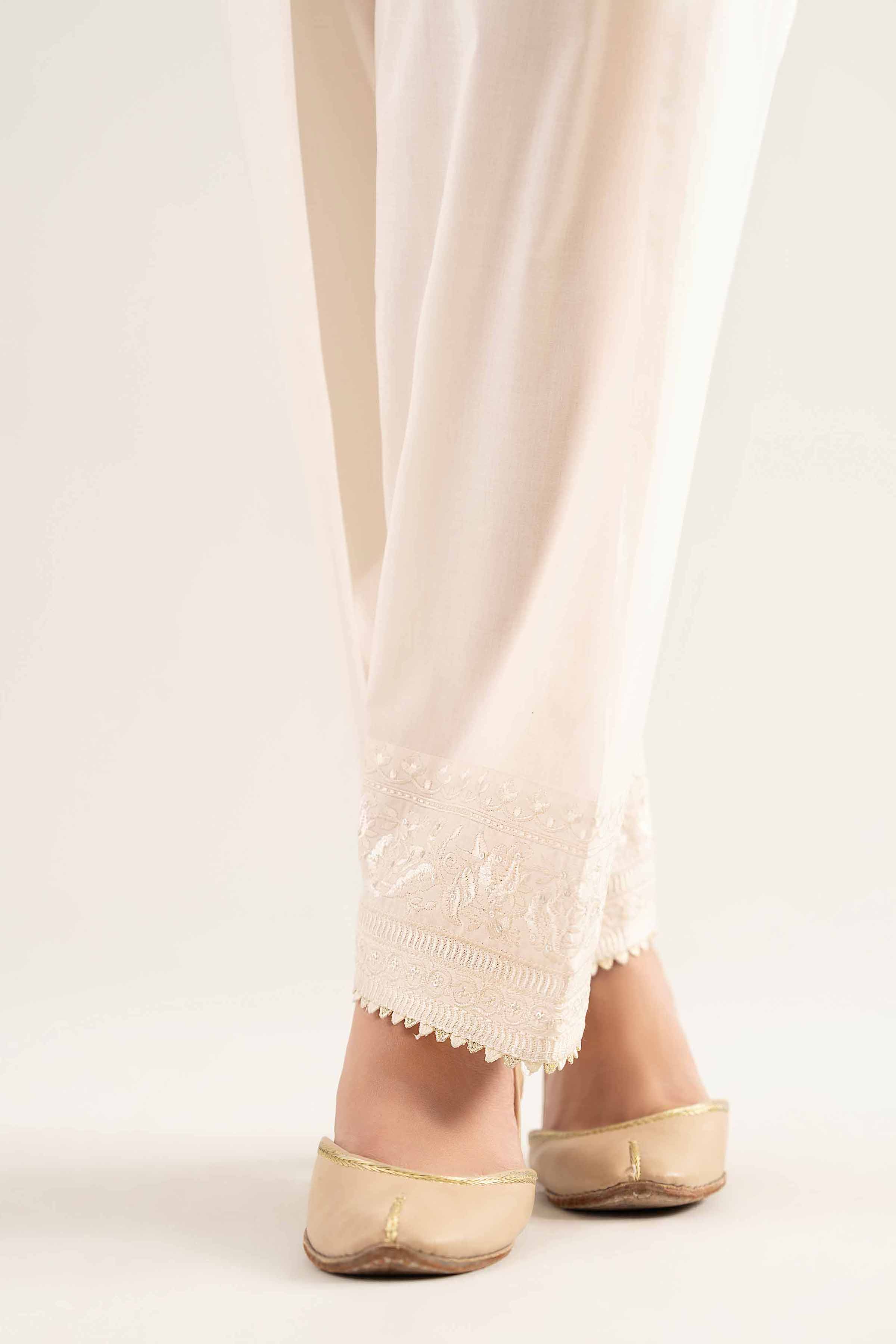 NishatUK - Off White Embroidered Cambric 1-piece ready to wear Shalwar
