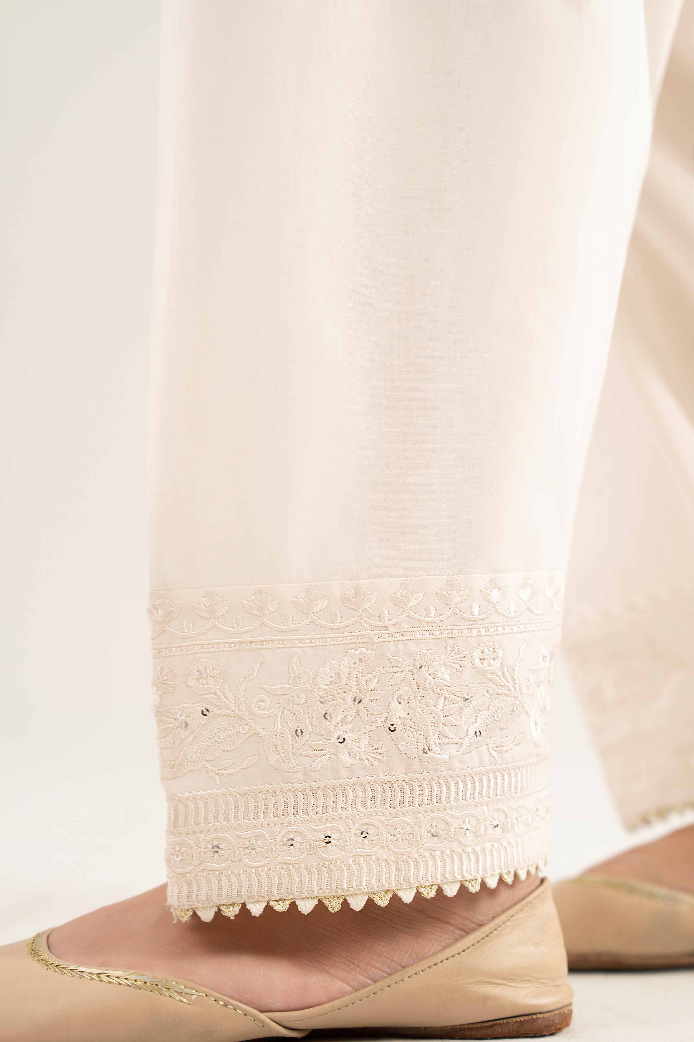 NishatUK - Off White Embroidered Cambric 1-piece ready to wear Shalwar