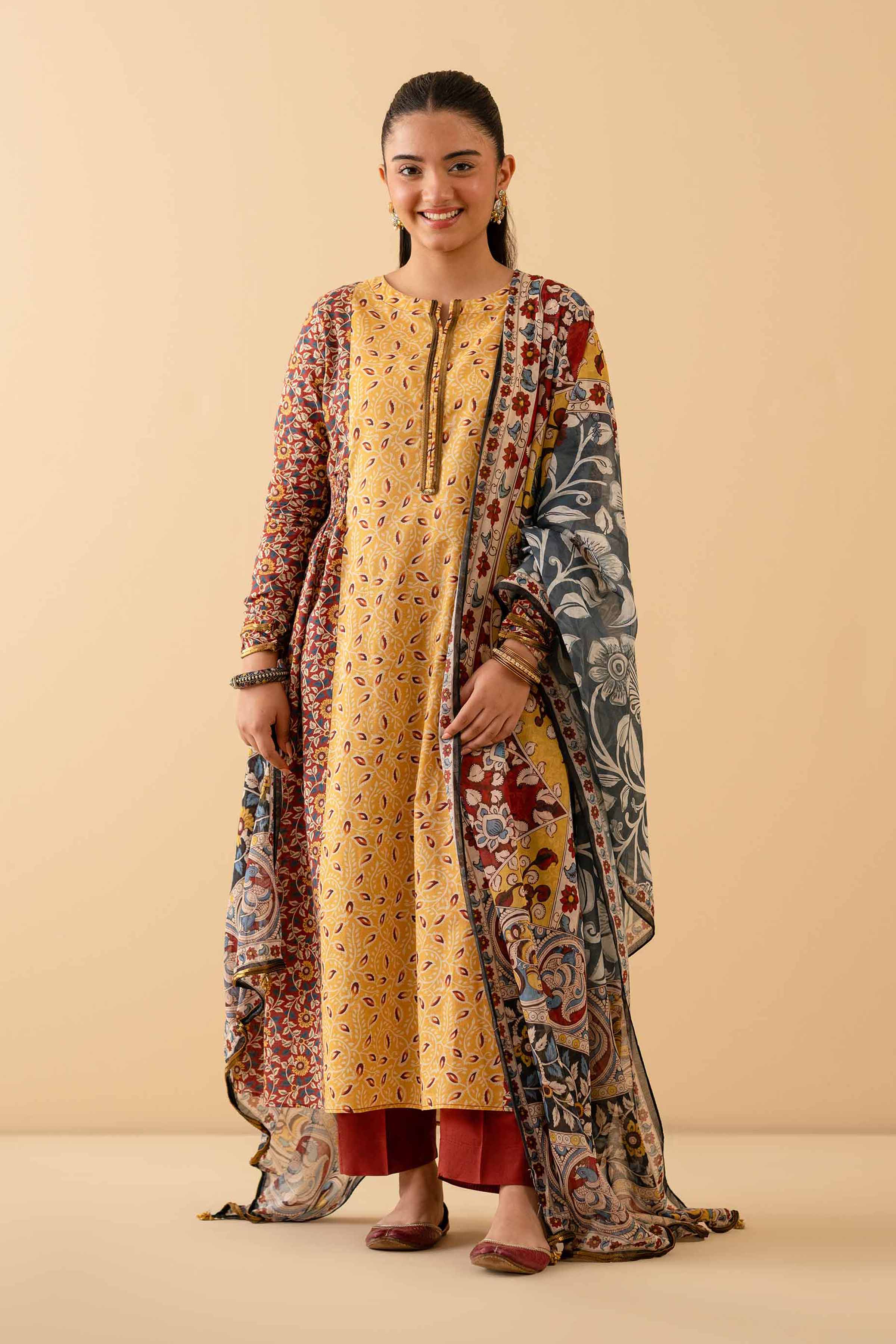 NishatUK - Maroon Printed Lawn 3-piece ready to wear Suit