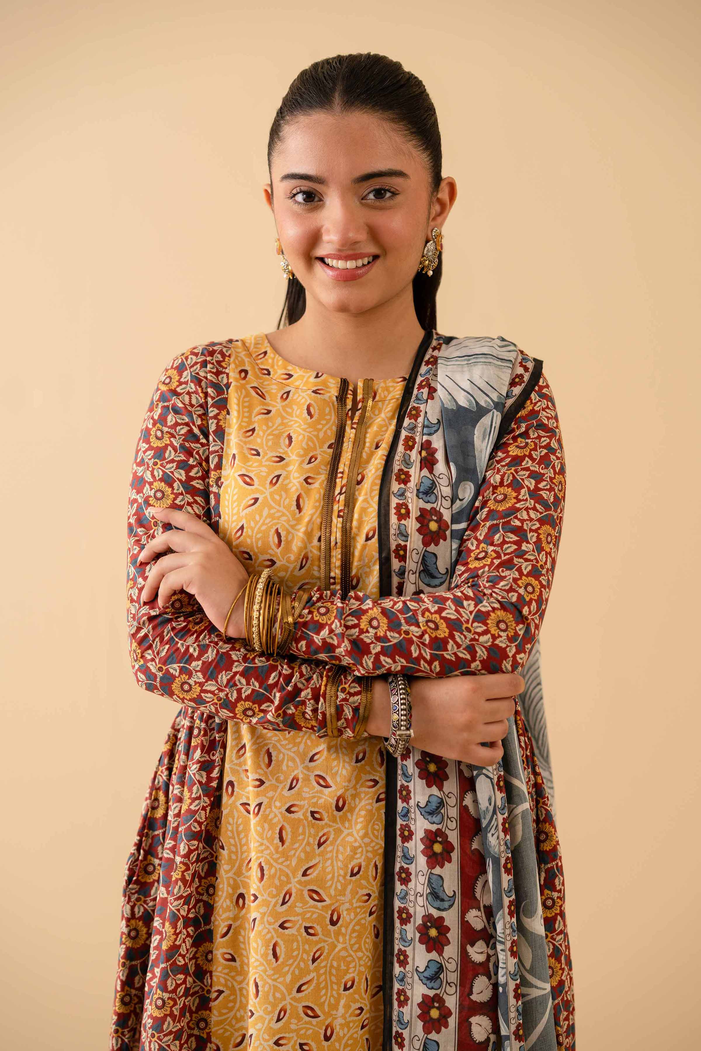NishatUK - Maroon Printed Lawn 3-piece ready to wear Suit