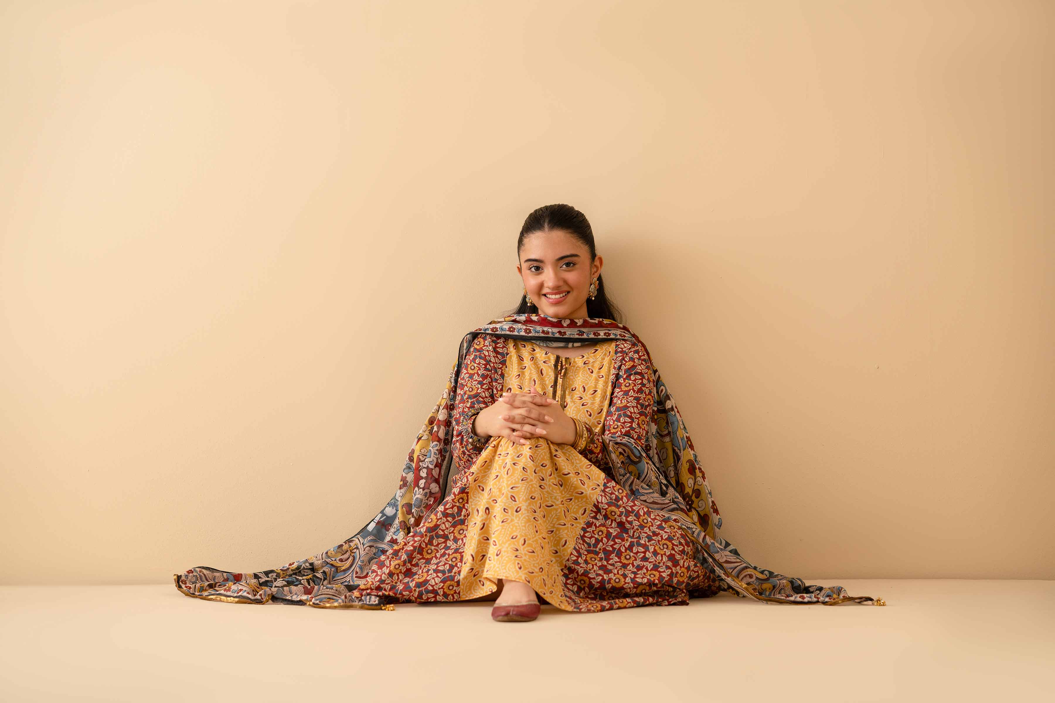 NishatUK - Maroon Printed Lawn 3-piece ready to wear Suit