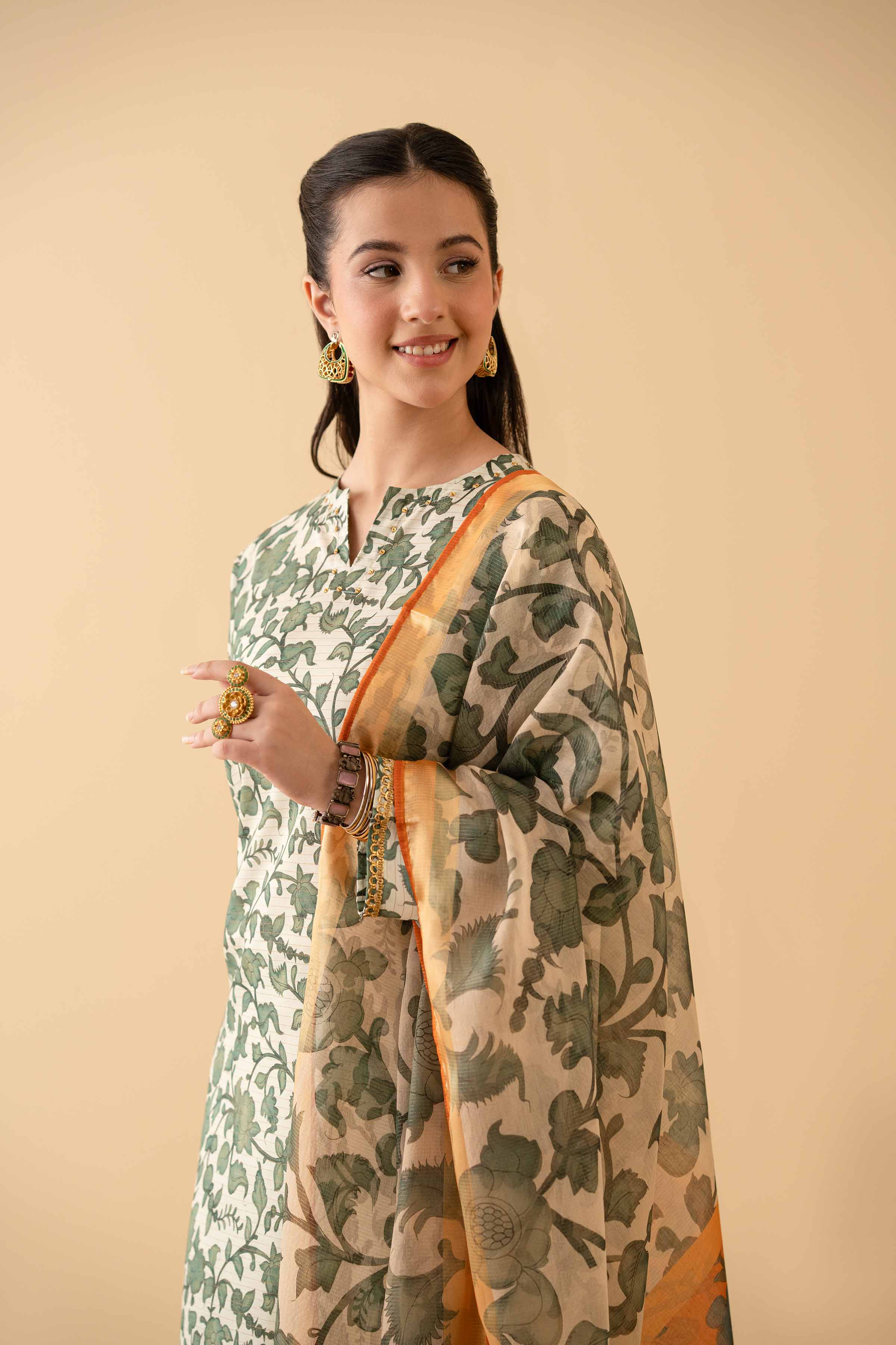 NishatUK - Green Printed Lawn 3-piece ready to wear Suit