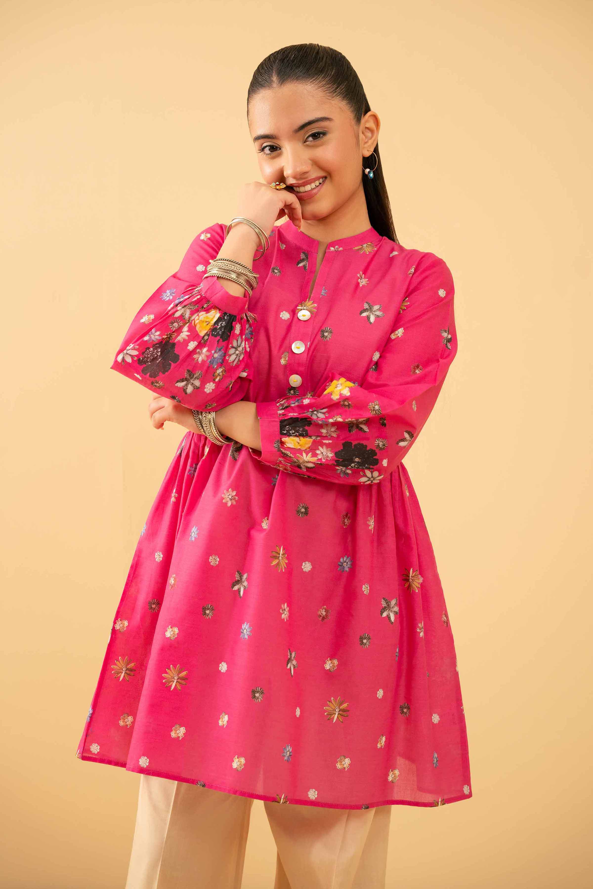 NishatUK - Pink Printed Lawn 1-piece ready to wear Tunic