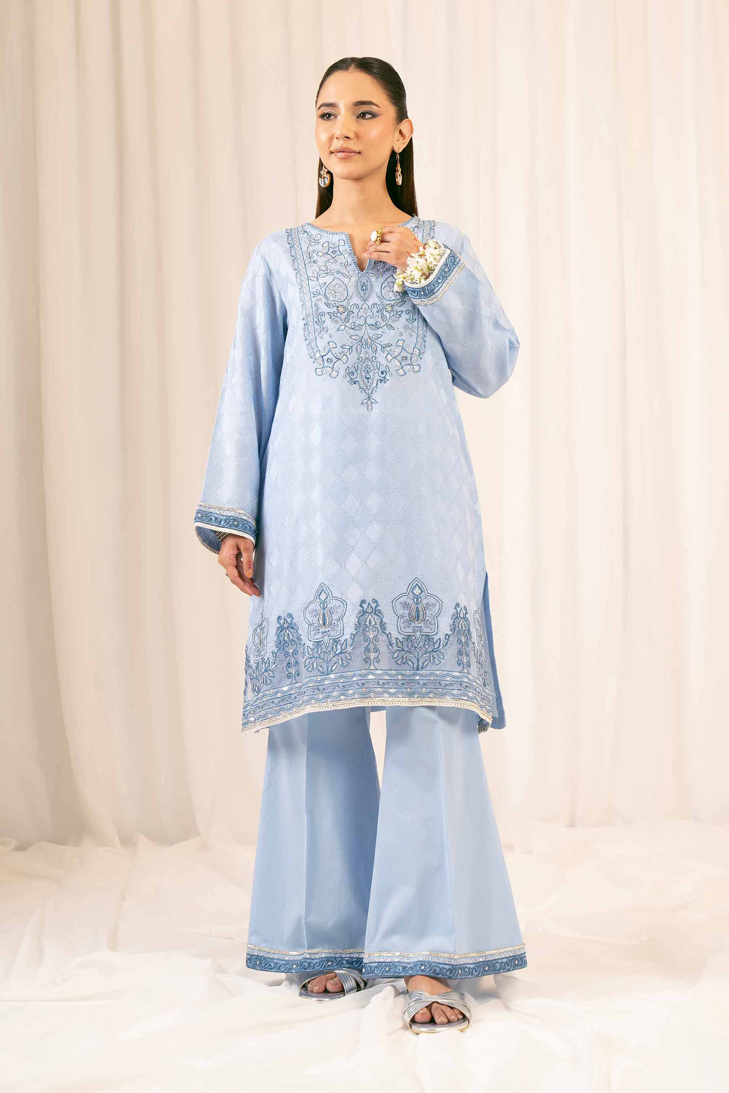 NishatUK - Blue Embroidered Jacquard 2-piece ready to wear Dress