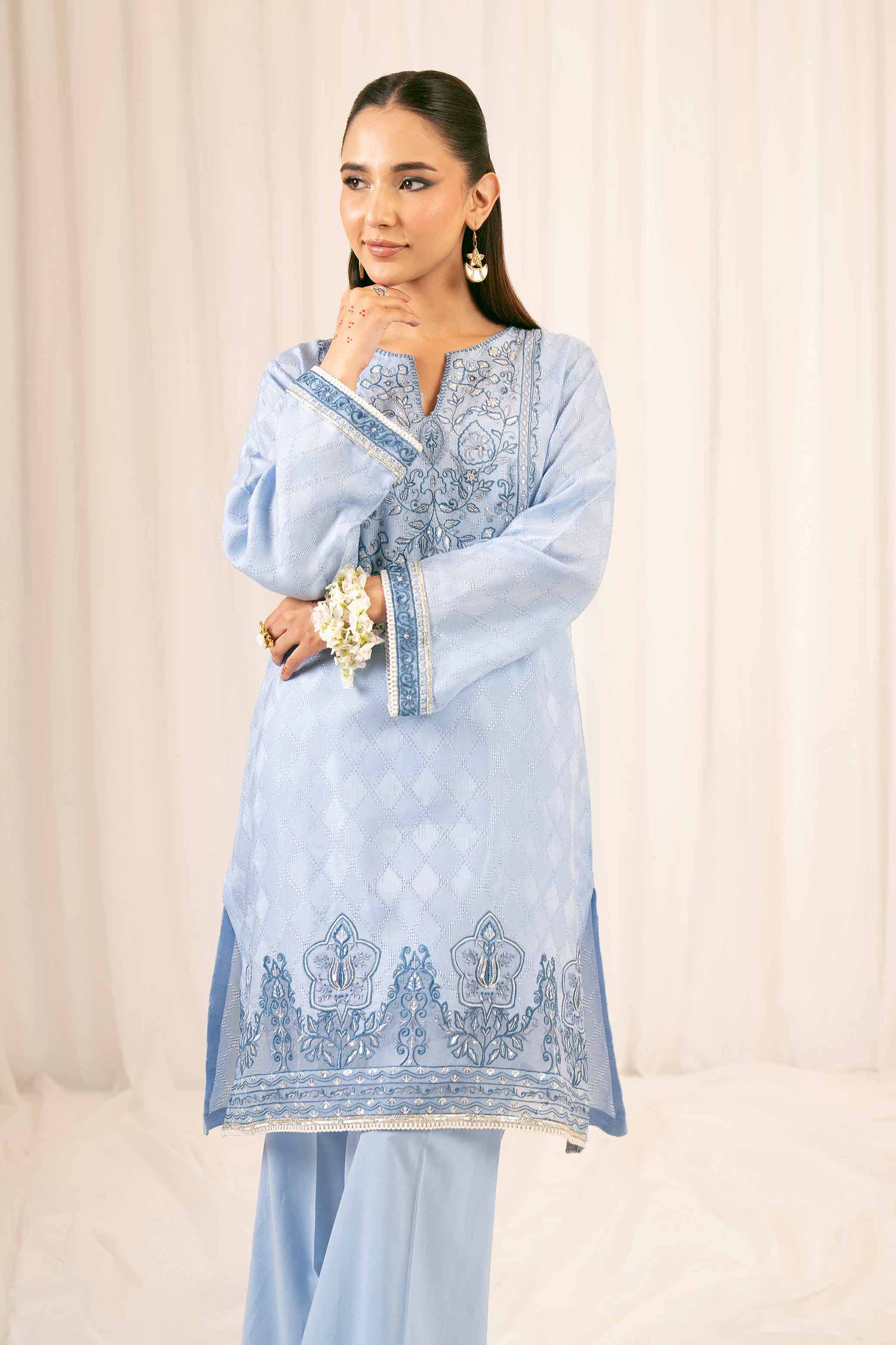 NishatUK - Blue Embroidered Jacquard 2-piece ready to wear Dress