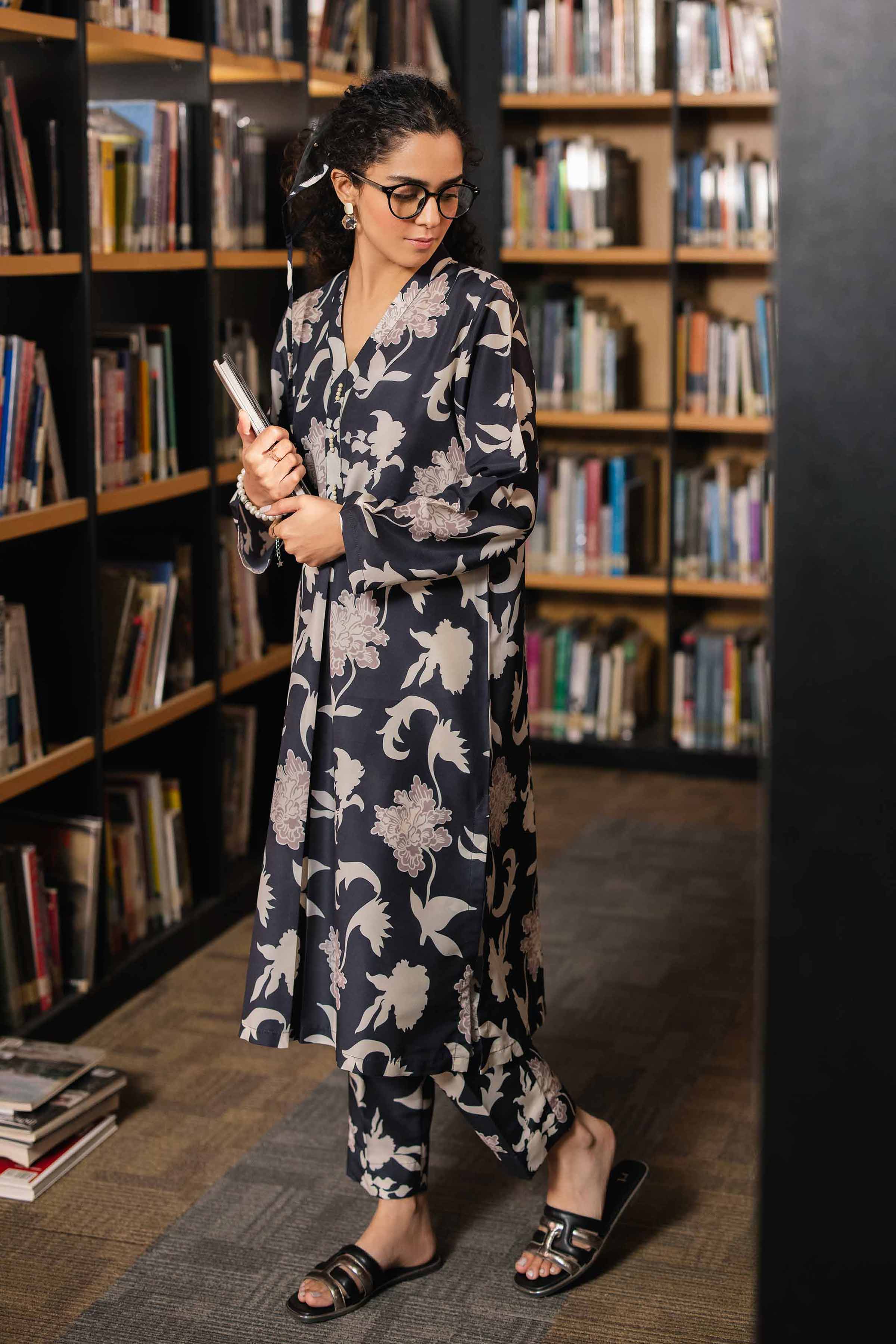 NishatUK - Brown Printed Silk 2-piece ready to wear Dress