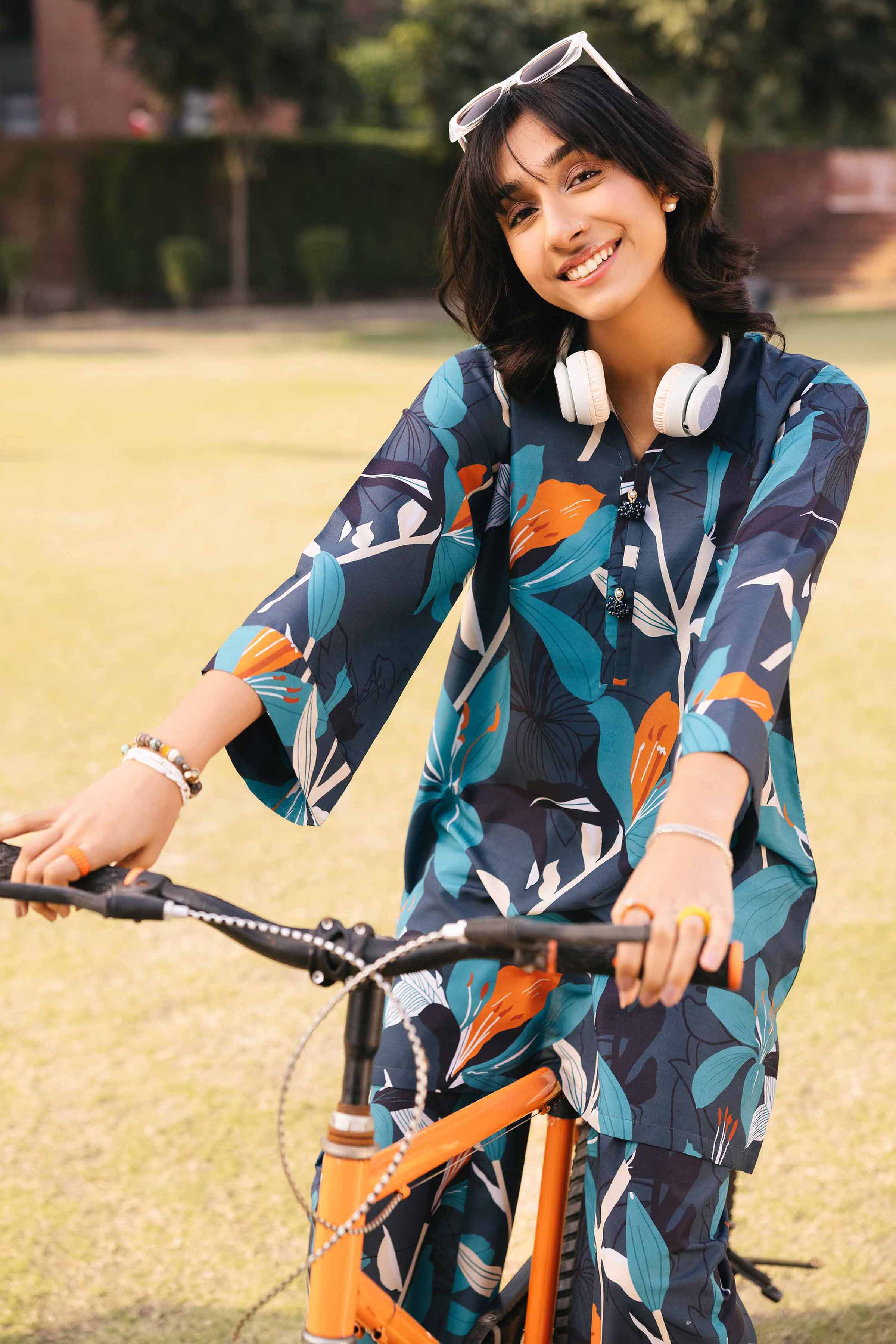 NishatUK - Brown Printed Crepe 2-piece ready to wear Dress