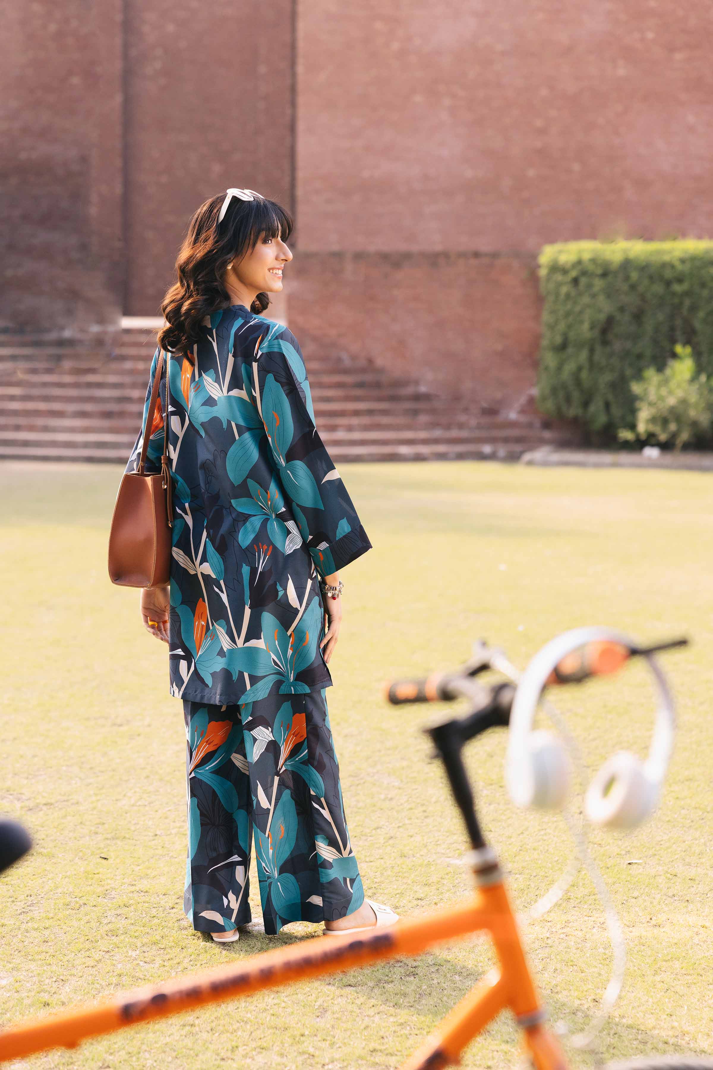 NishatUK - Brown Printed Crepe 2-piece ready to wear Dress