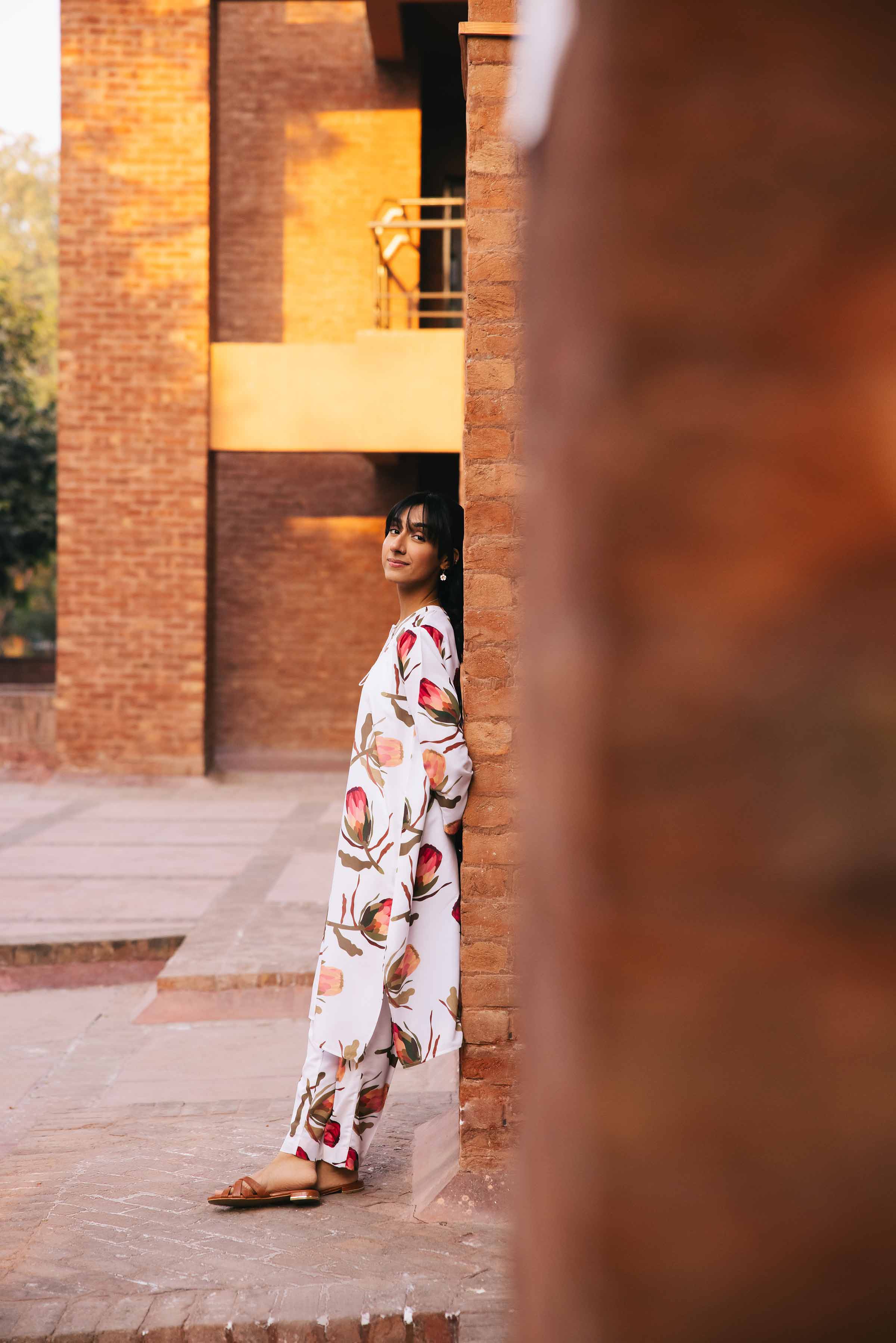 NishatUK - Brown Printed Crepe 2-piece ready to wear Dress