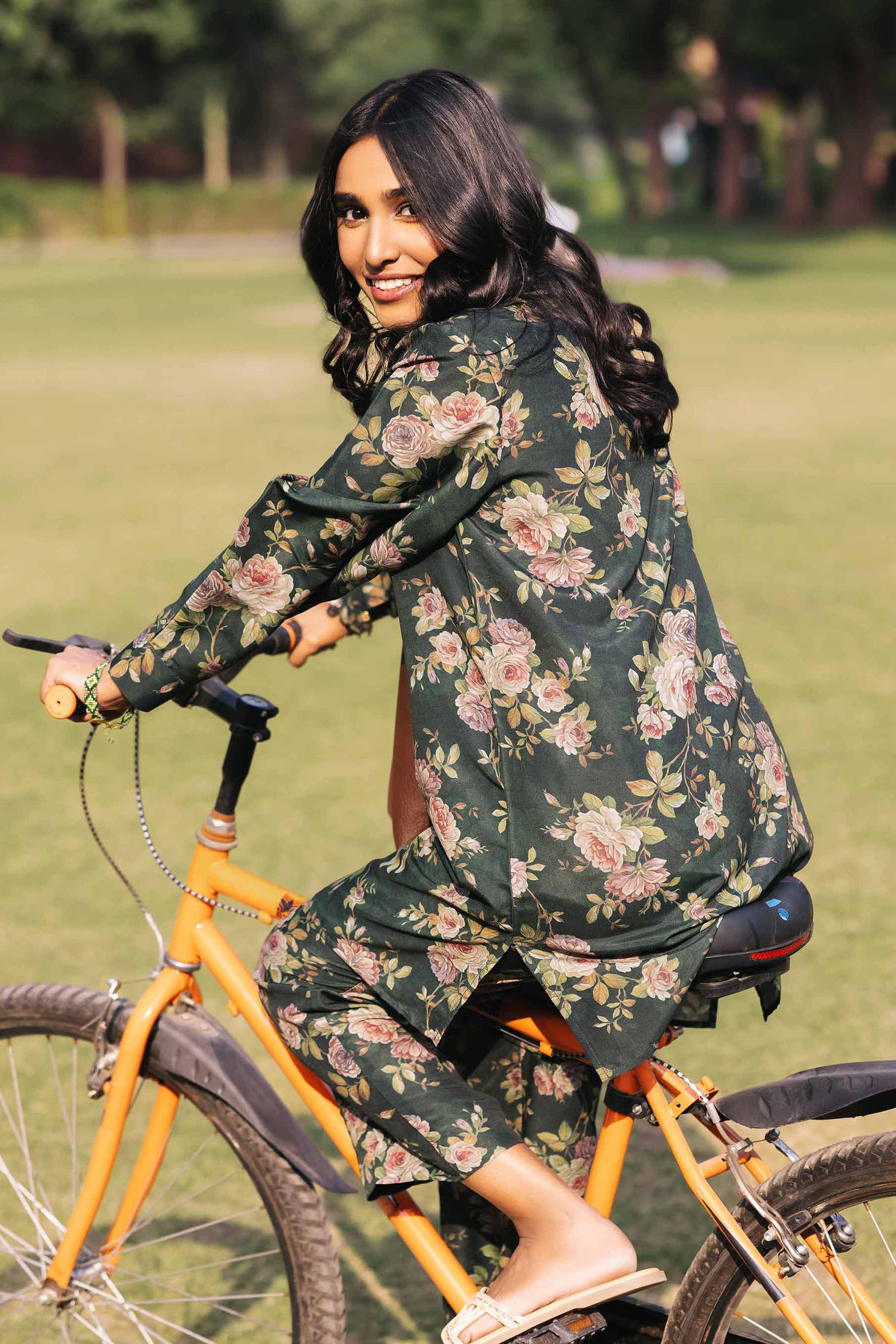NishatUK - Brown Printed Crepe 2-piece ready to wear Dress