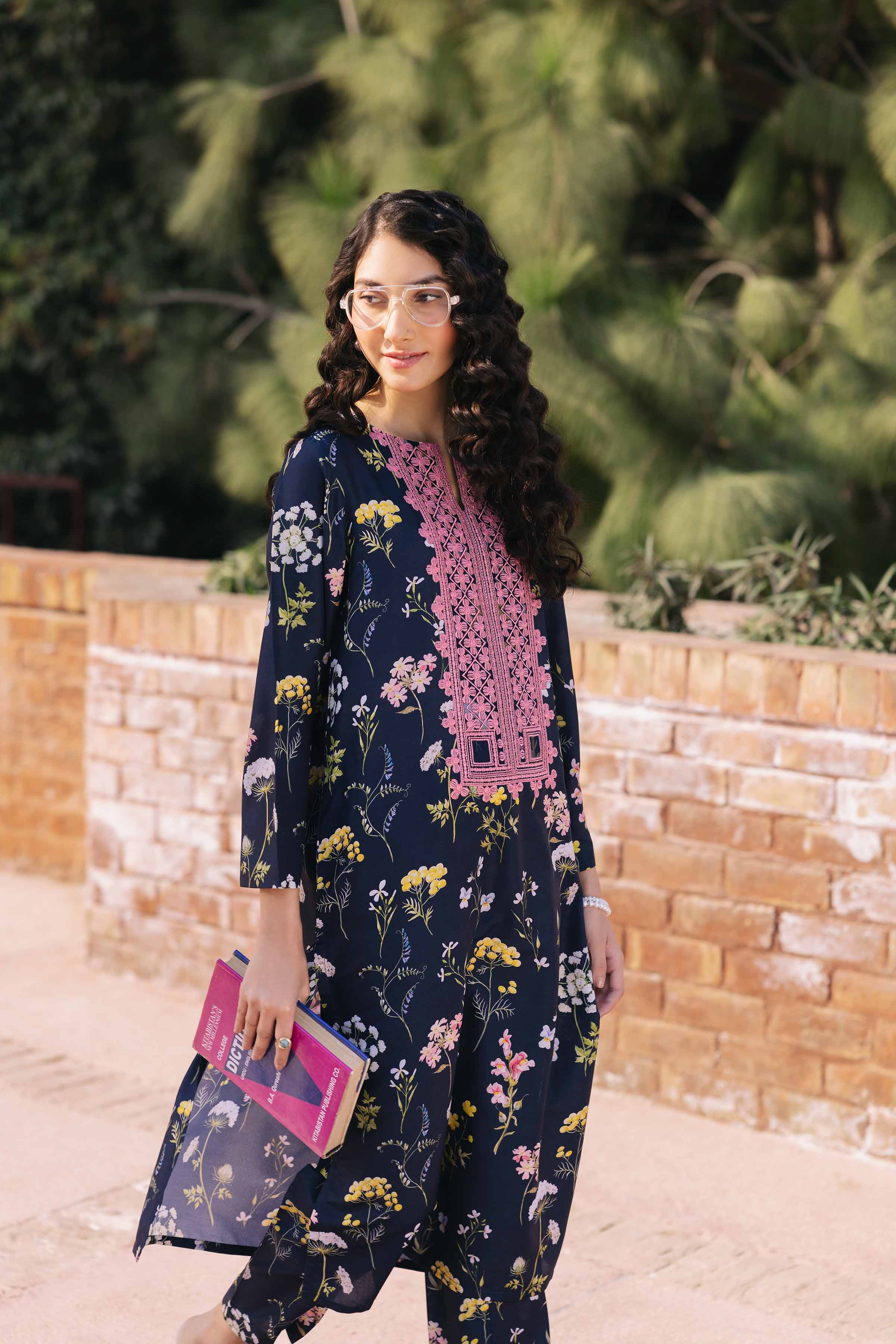 NishatUK - Brown Embroidered Crepe 2-piece ready to wear Dress