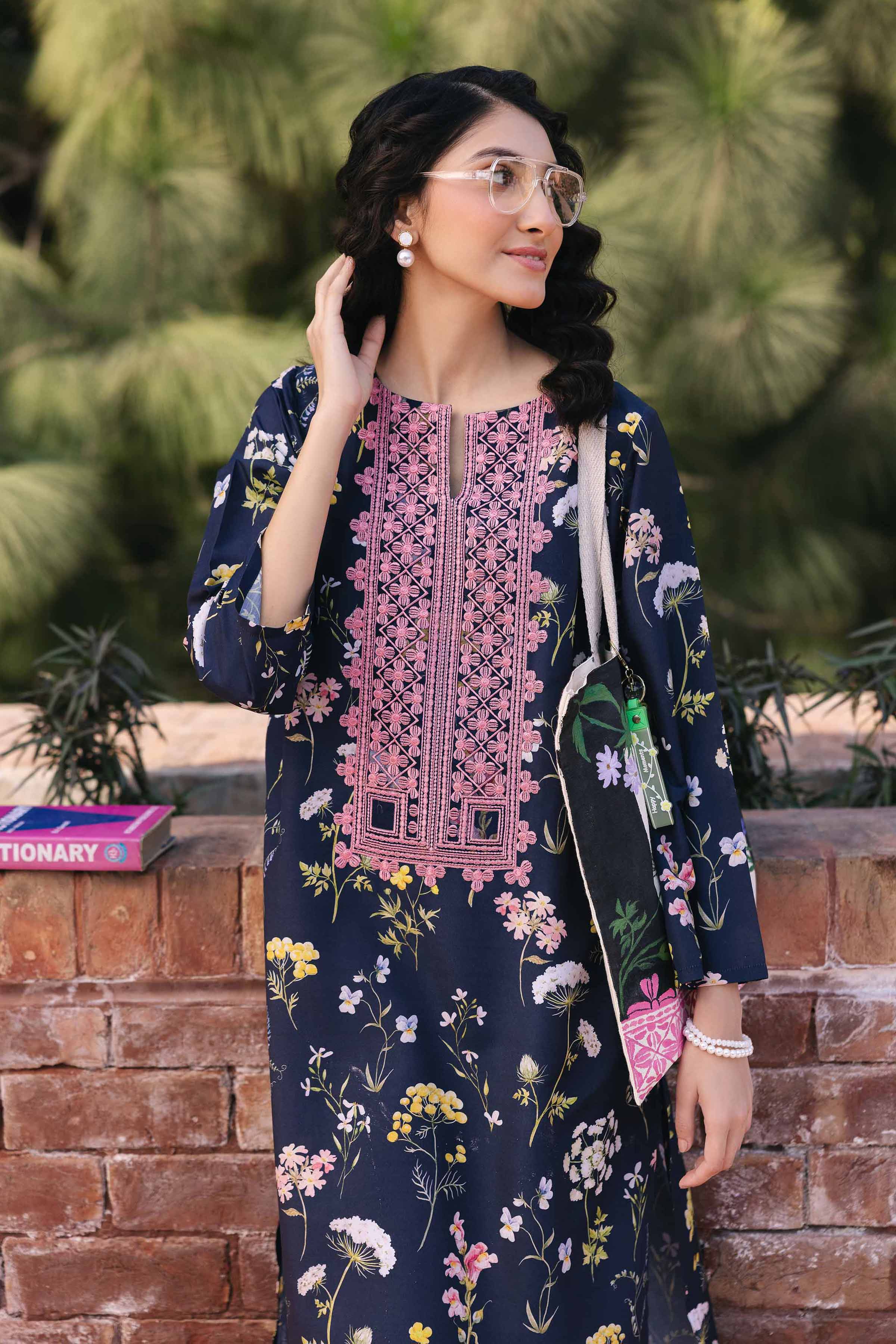 NishatUK - Brown Embroidered Crepe 2-piece ready to wear Dress