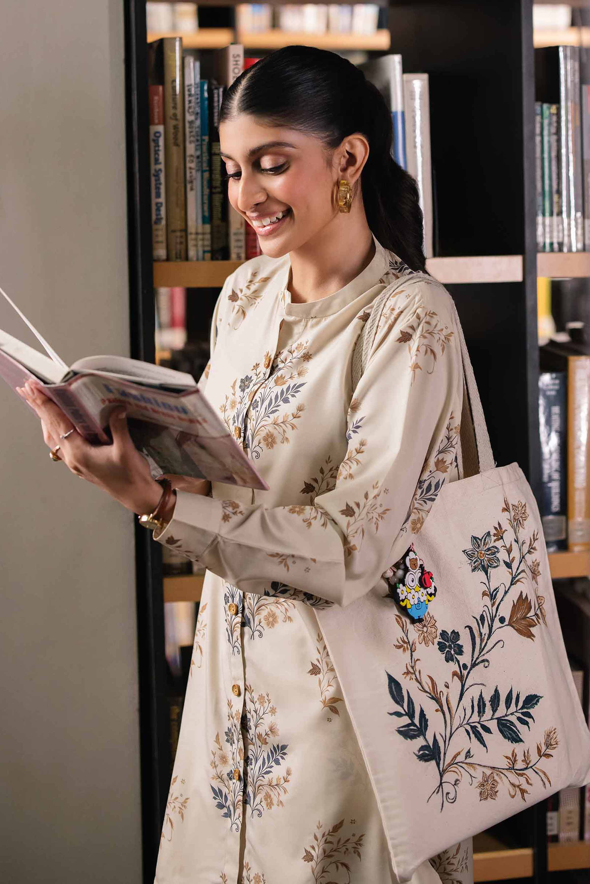 NishatUK - Brown Printed Silk 2-piece ready to wear Dress