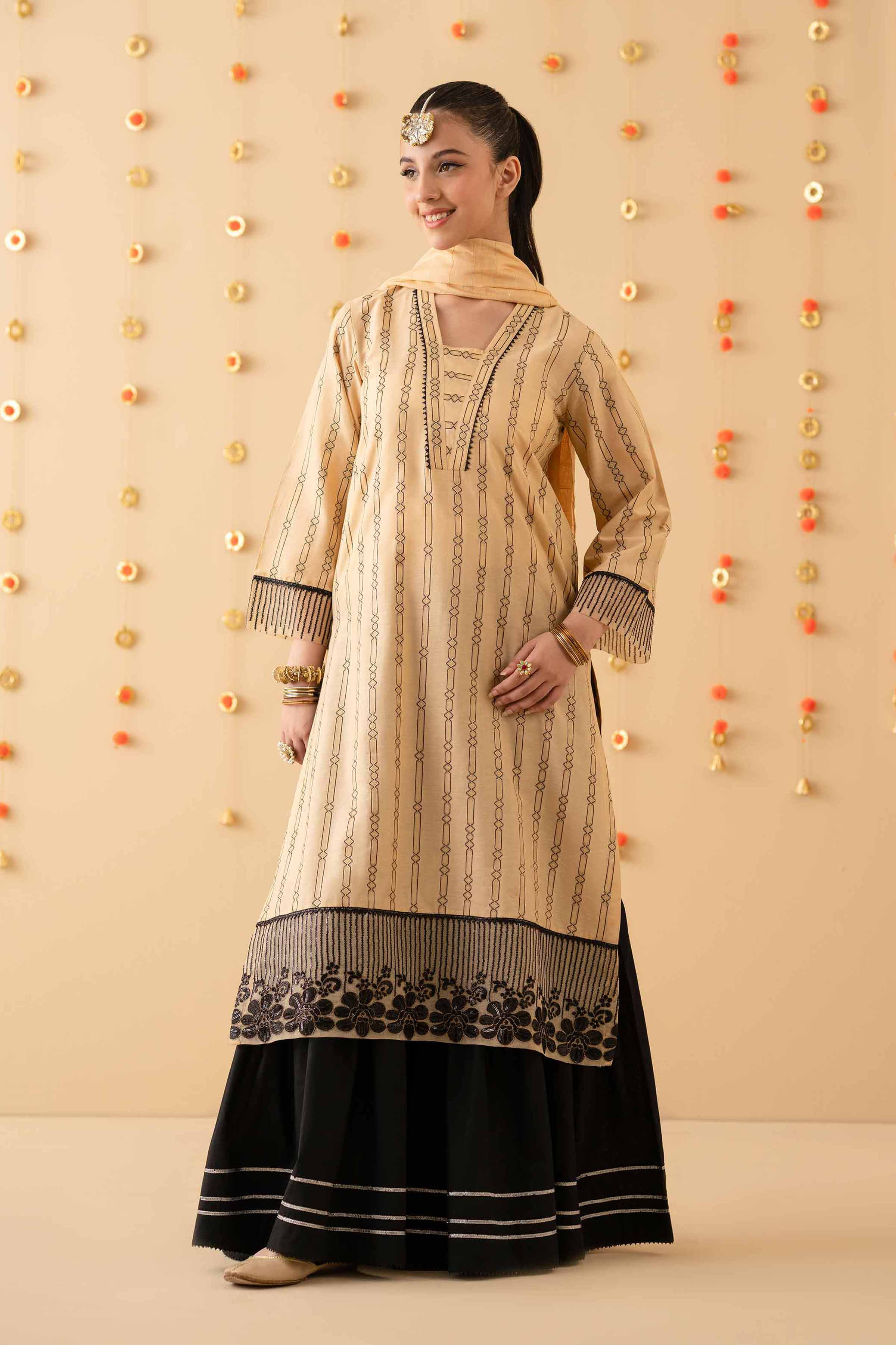 NishatUK - Beige Embroidered Jacquard 2-piece ready to wear Dress