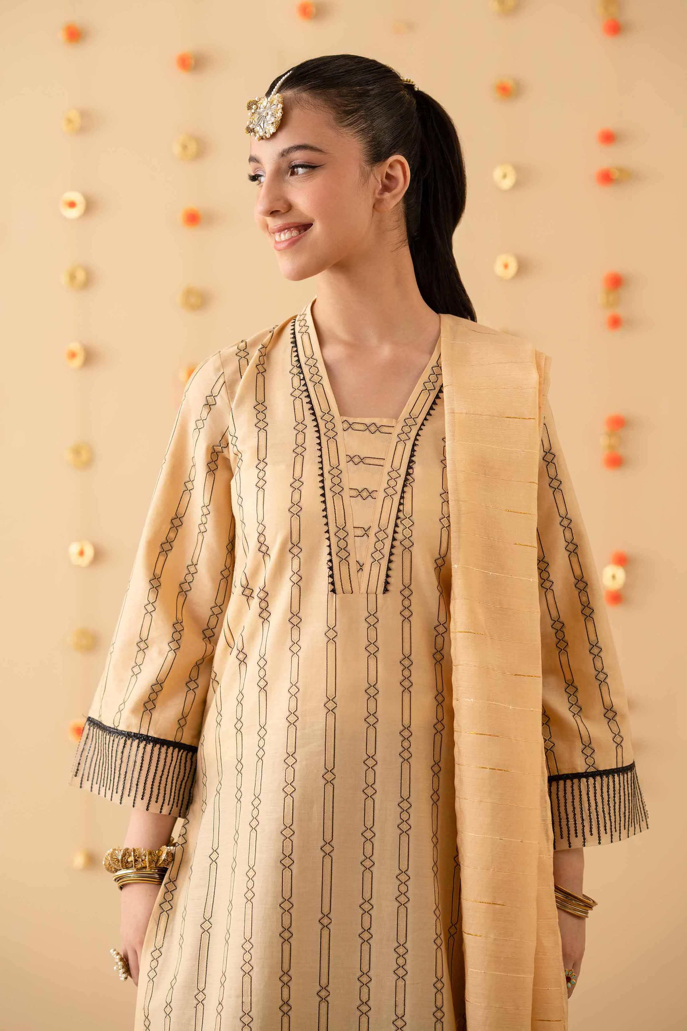 NishatUK - Beige Embroidered Jacquard 2-piece ready to wear Dress