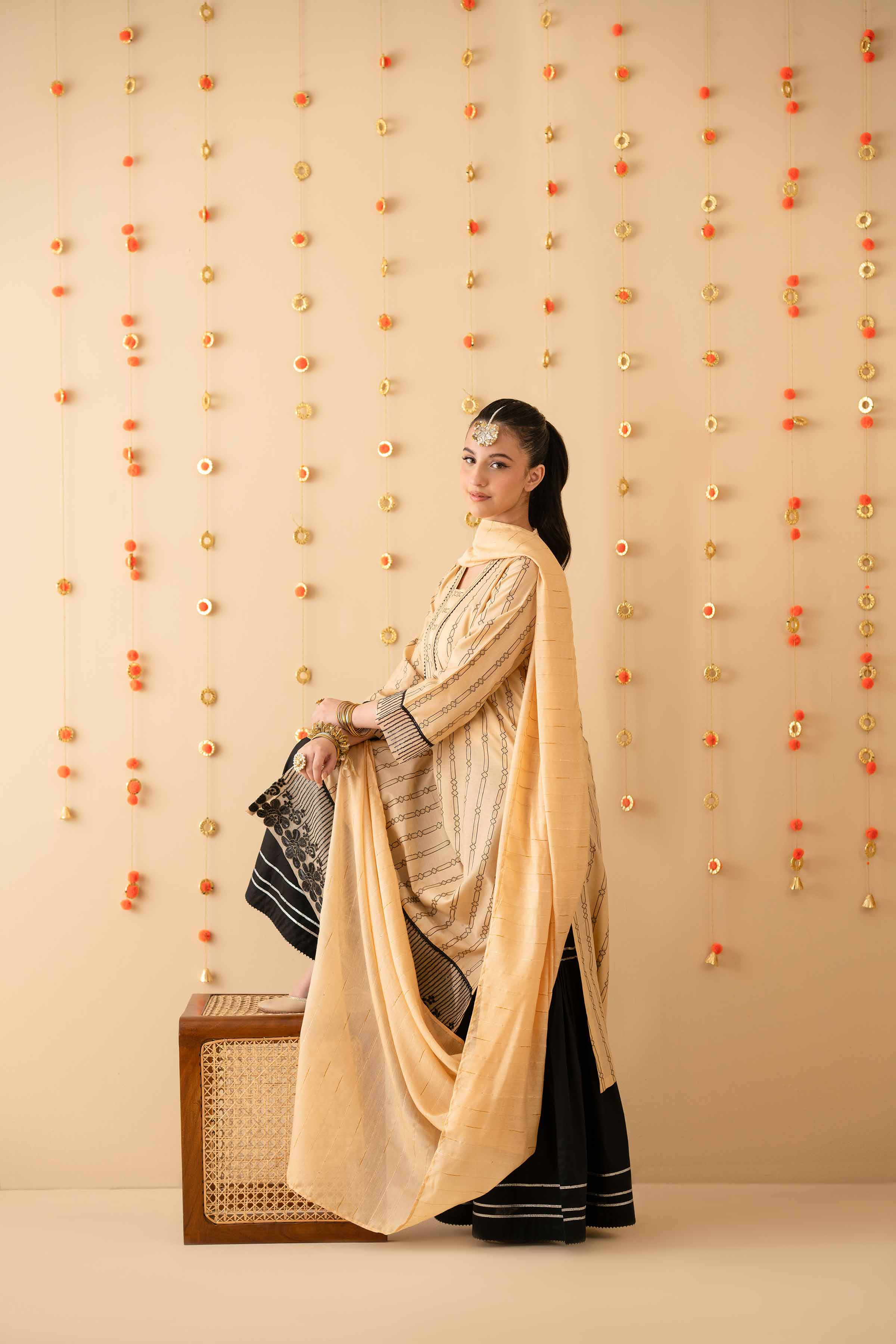 NishatUK - Beige Embroidered Jacquard 2-piece ready to wear Dress