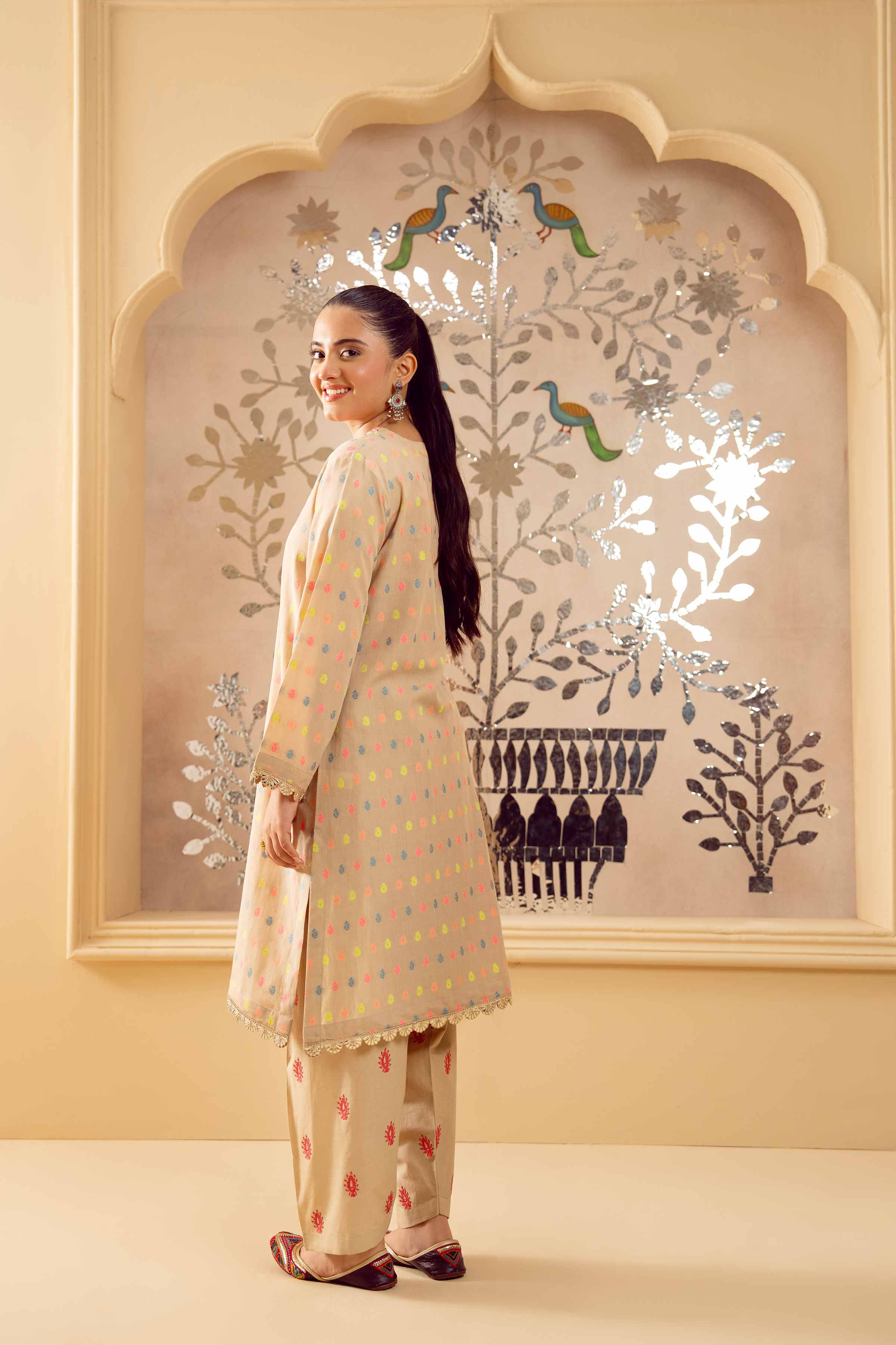 NishatUK - Beige Embroidered Jacquard 2-piece ready to wear Dress