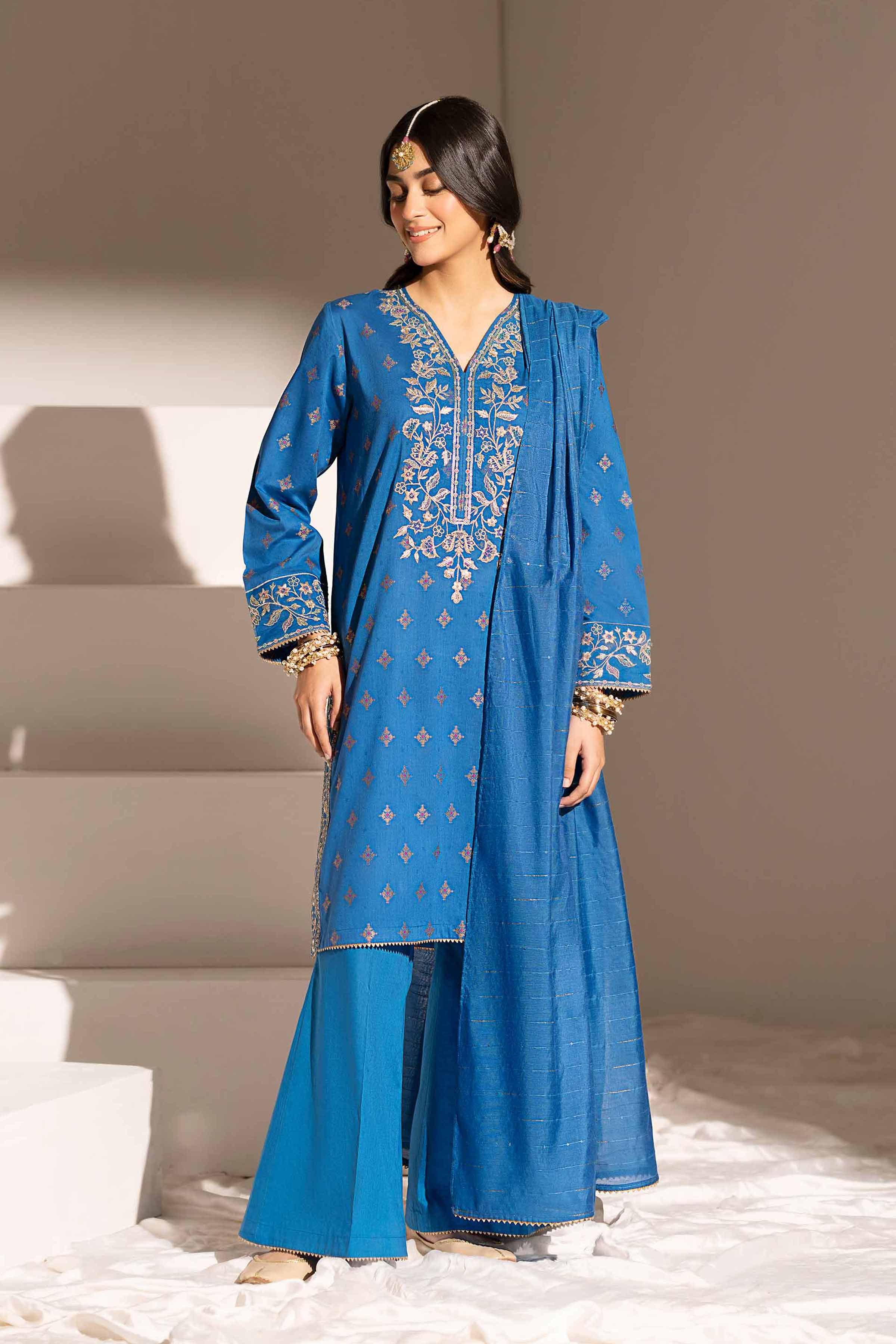 NishatUK - Brown Embroidered Jacquard 3-piece ready to wear Suit