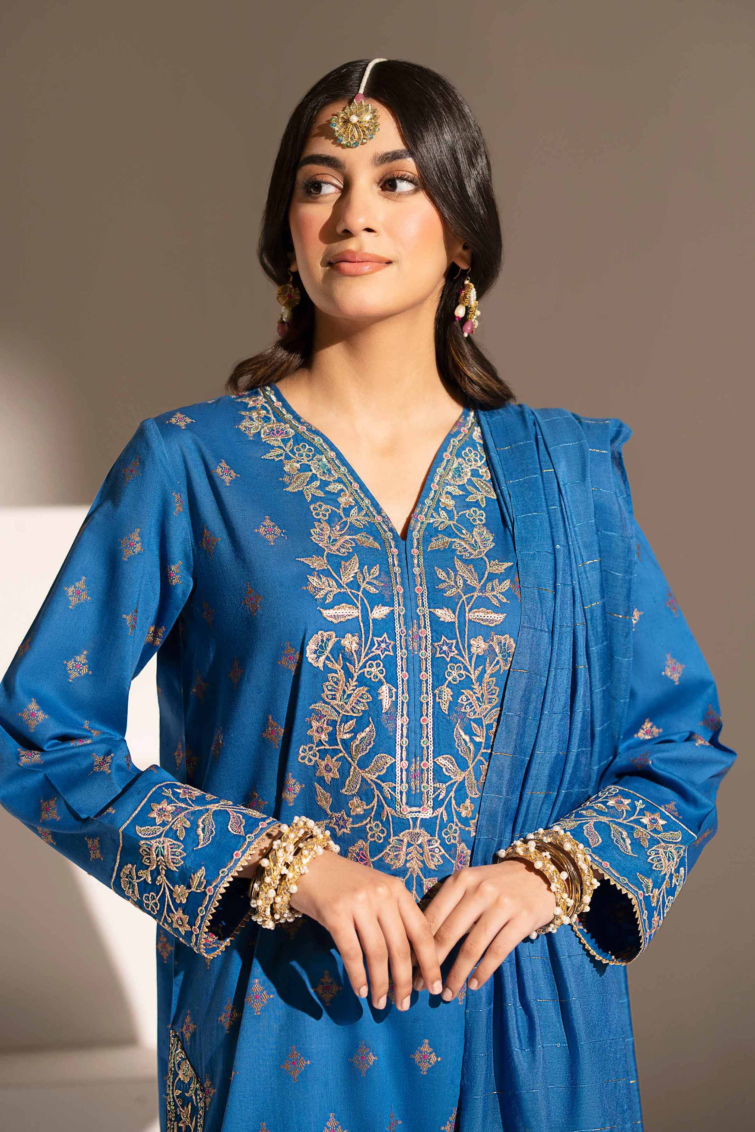 NishatUK - Brown Embroidered Jacquard 3-piece ready to wear Suit