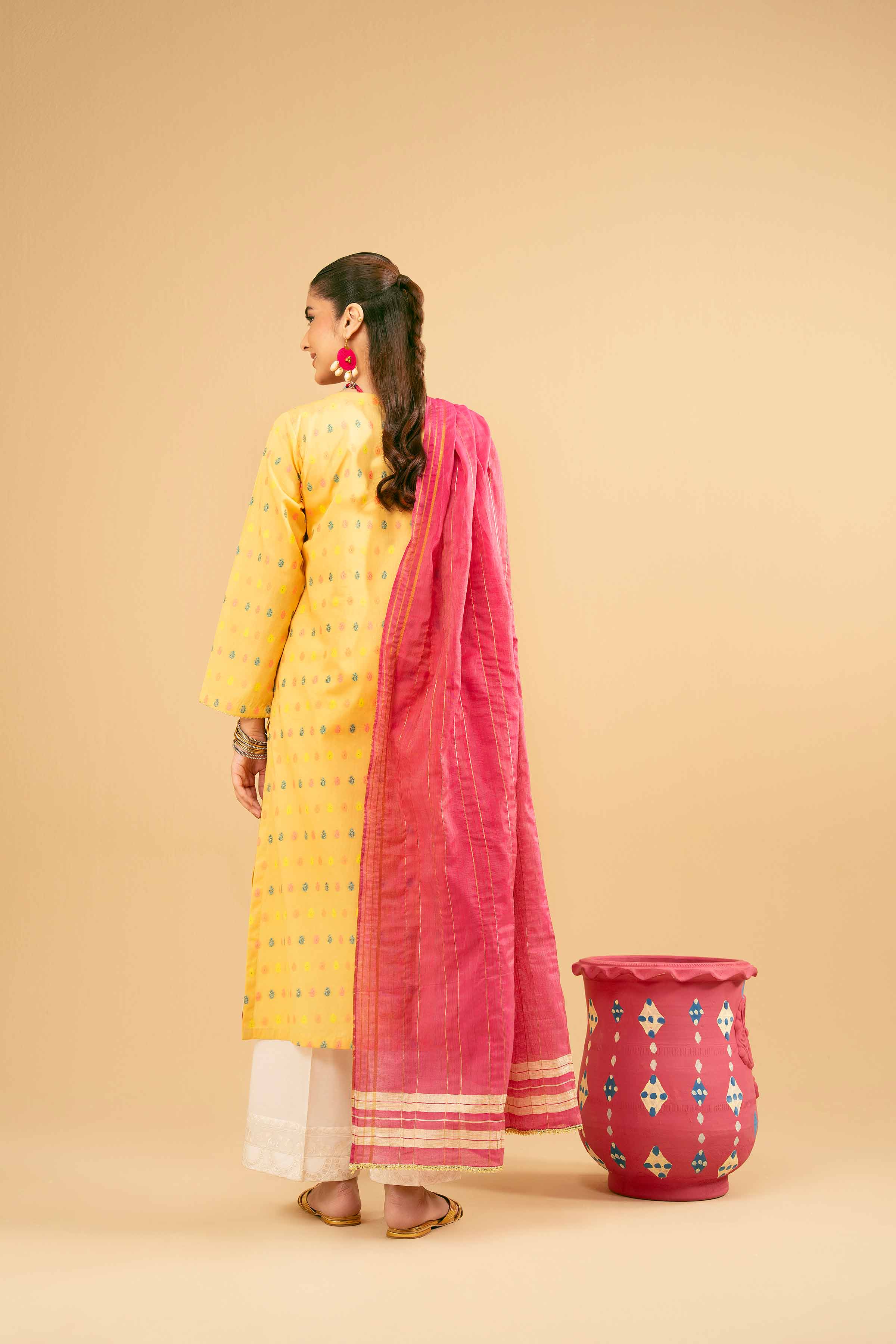 NishatUK - Yellow Embroidered Jacquard 2-piece ready to wear Dress