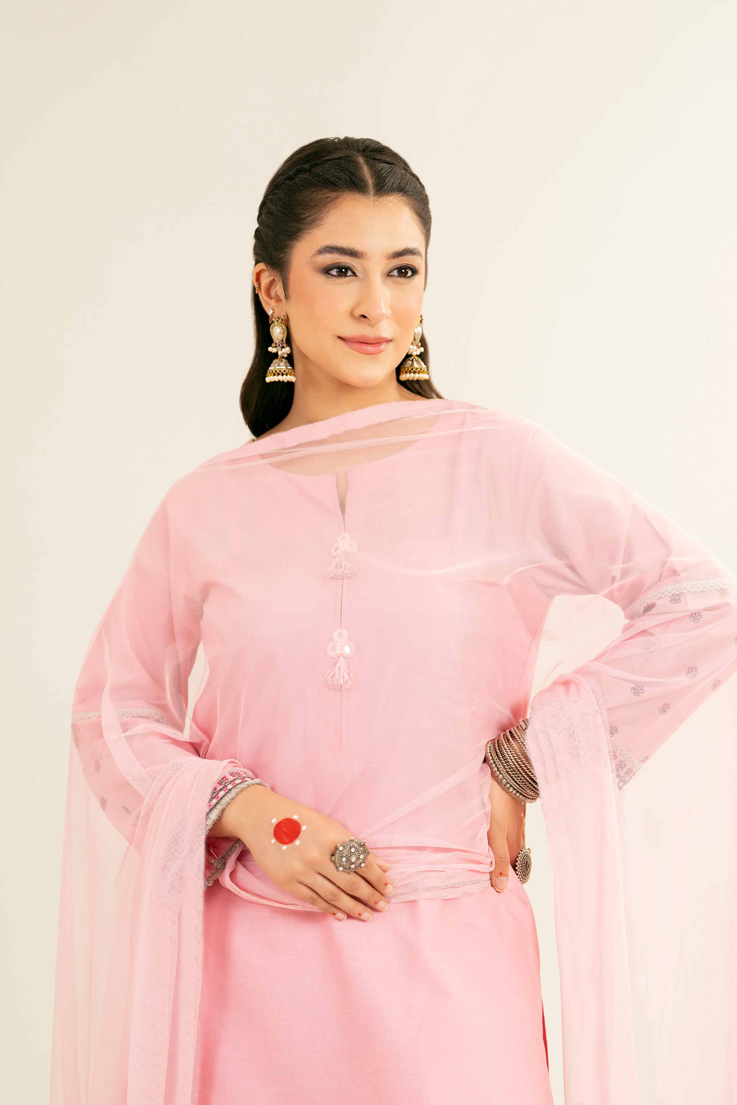 NishatUK - Brown Embroidered Cambric 3-piece ready to wear Suit