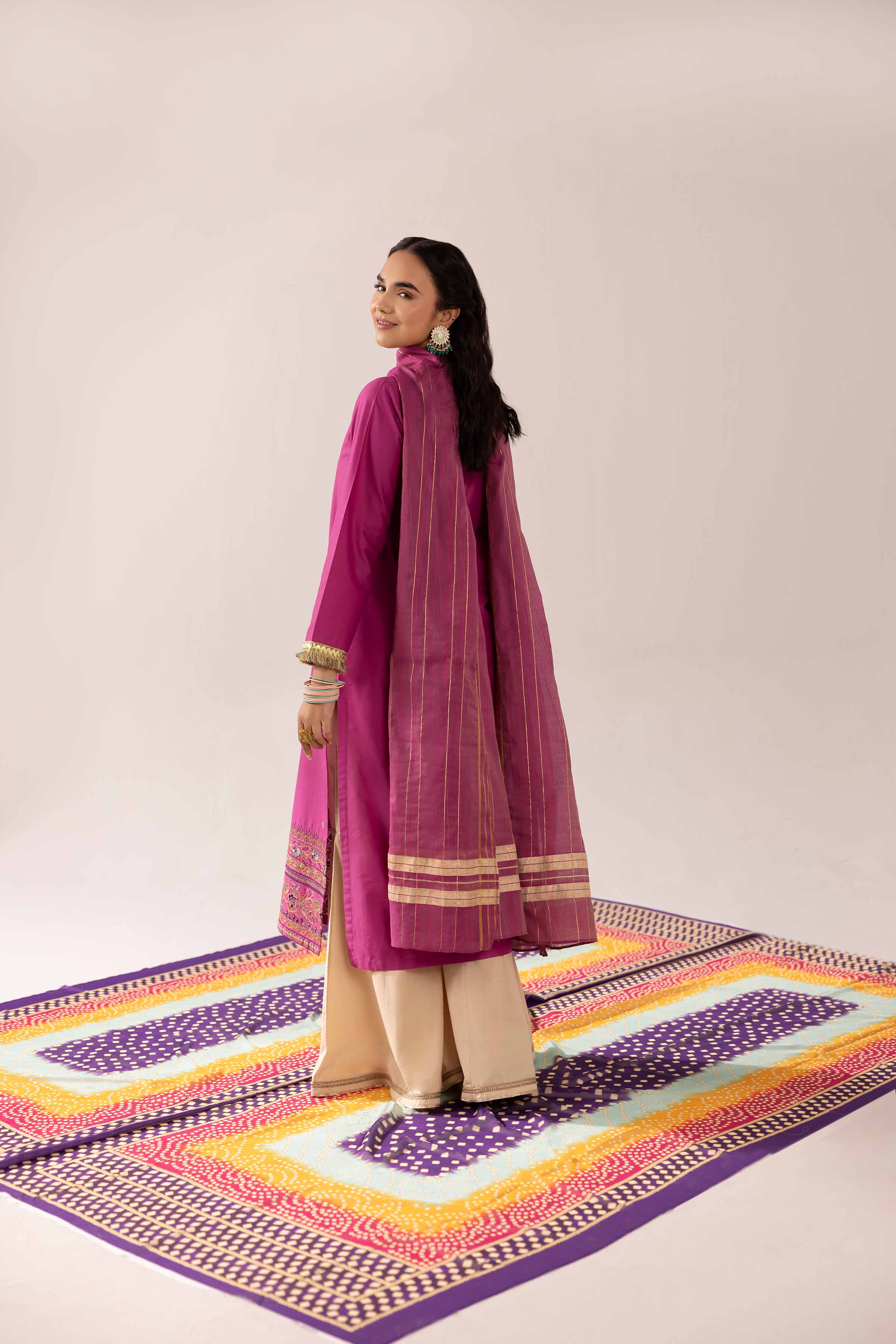 NishatUK - Purple Embroidered Cambric 2-piece ready to wear Dress