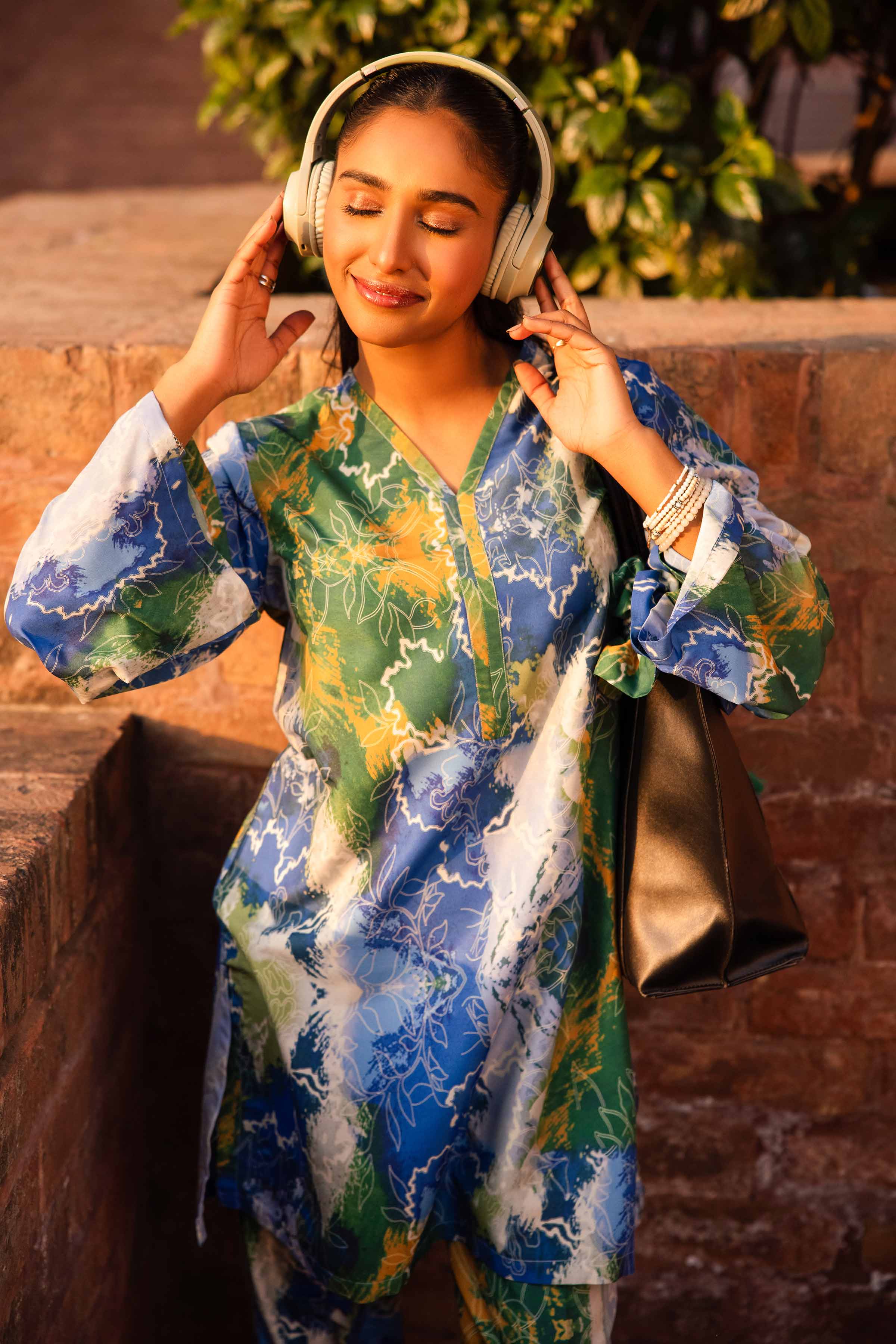 NishatUK - Brown Printed Crepe 2-piece ready to wear Dress