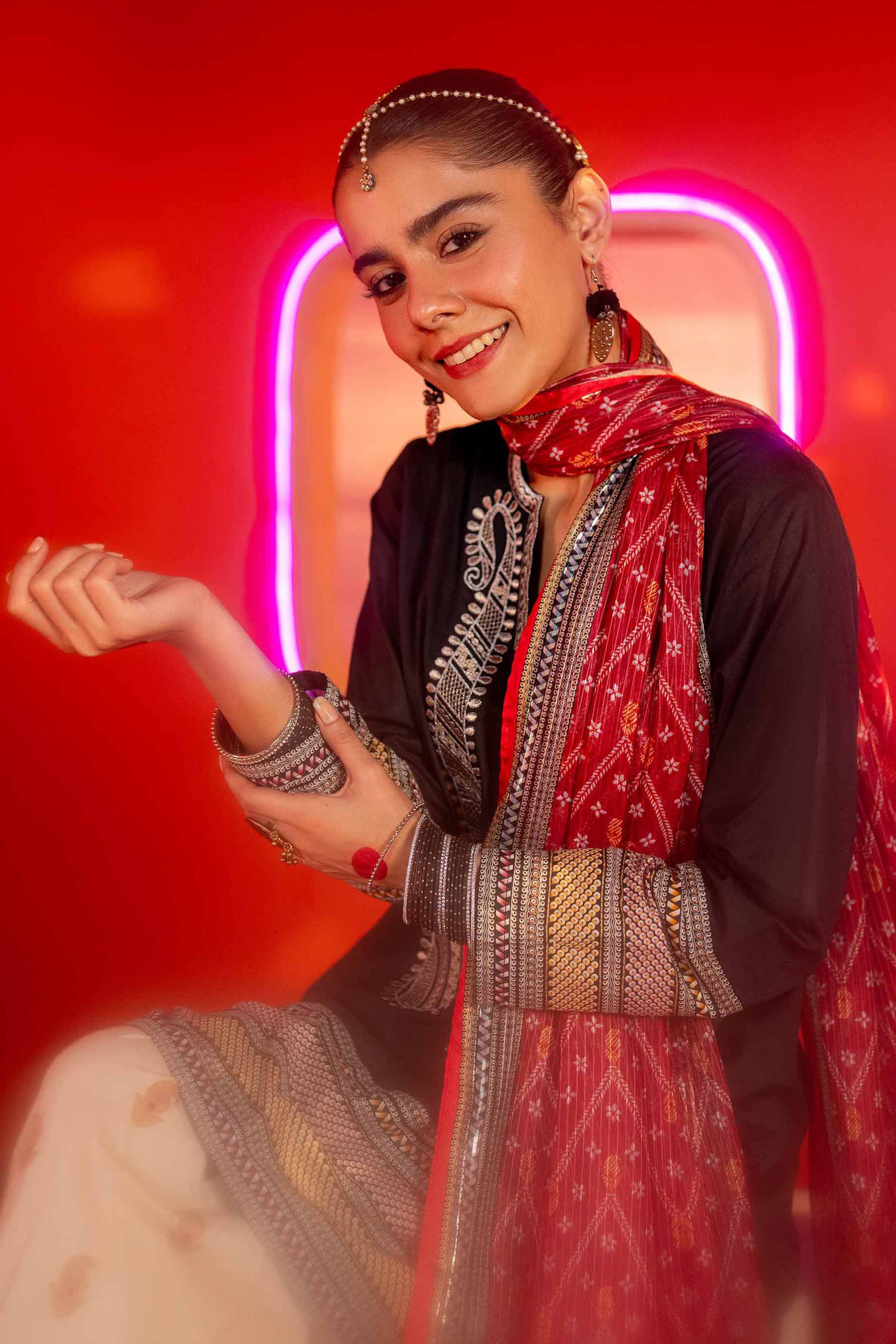 NishatUK - Brown Embroidered Lawn 3-piece ready to wear Suit