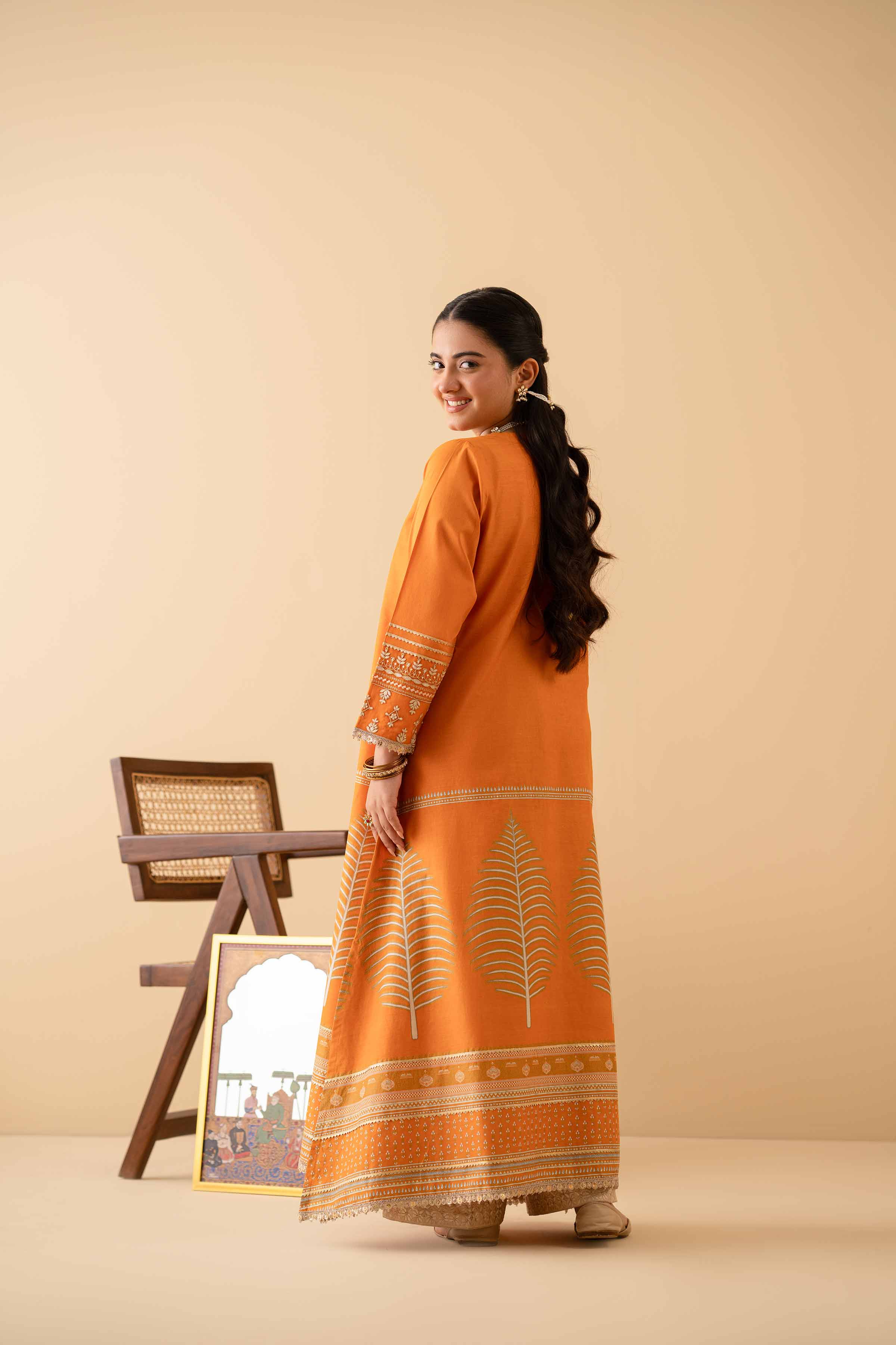 NishatUK - Orange Embroidered Lawn 1-piece ready to wear Shirt