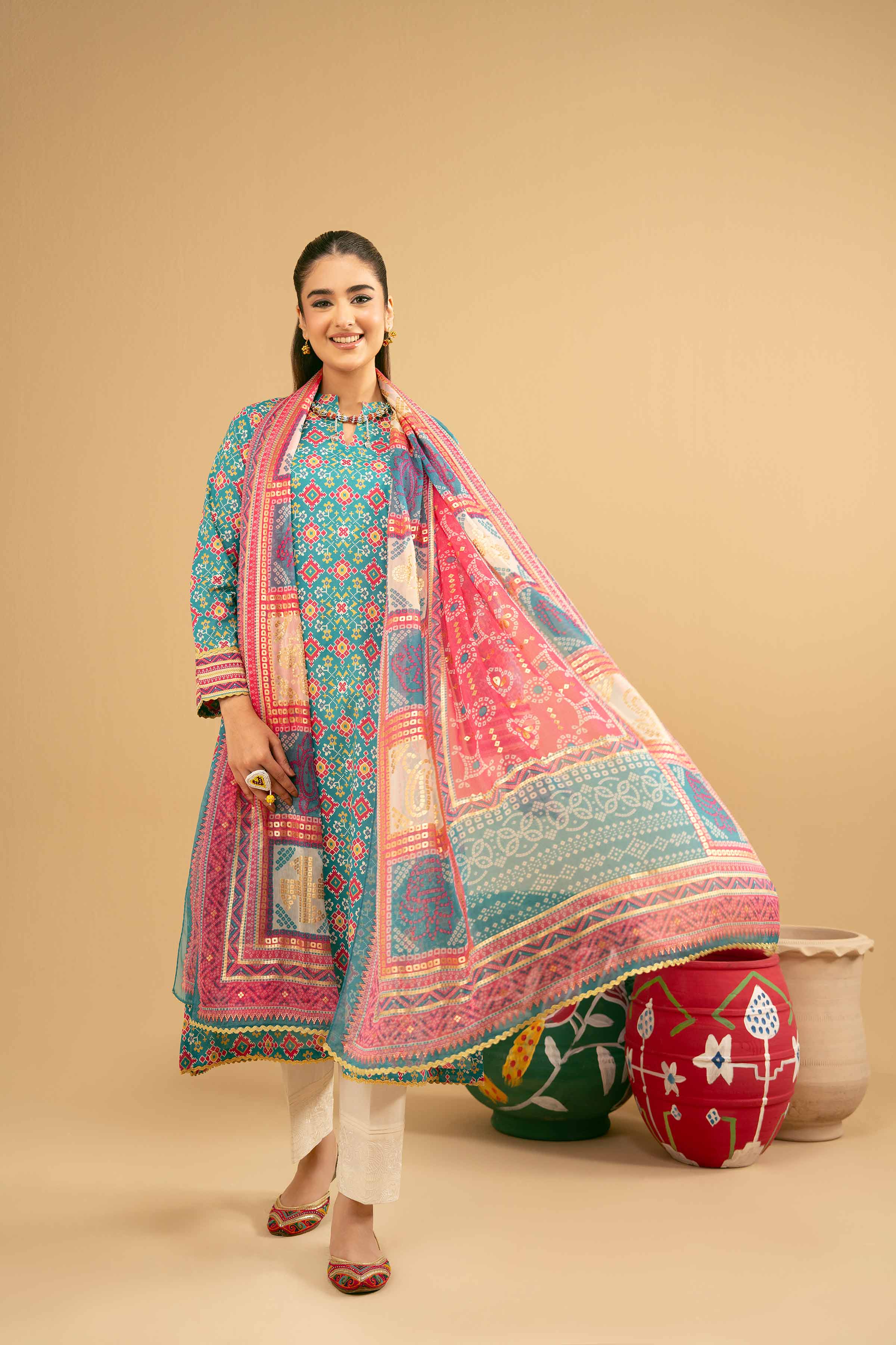 NishatUK - Green Printed Lawn 2-piece ready to wear Dress