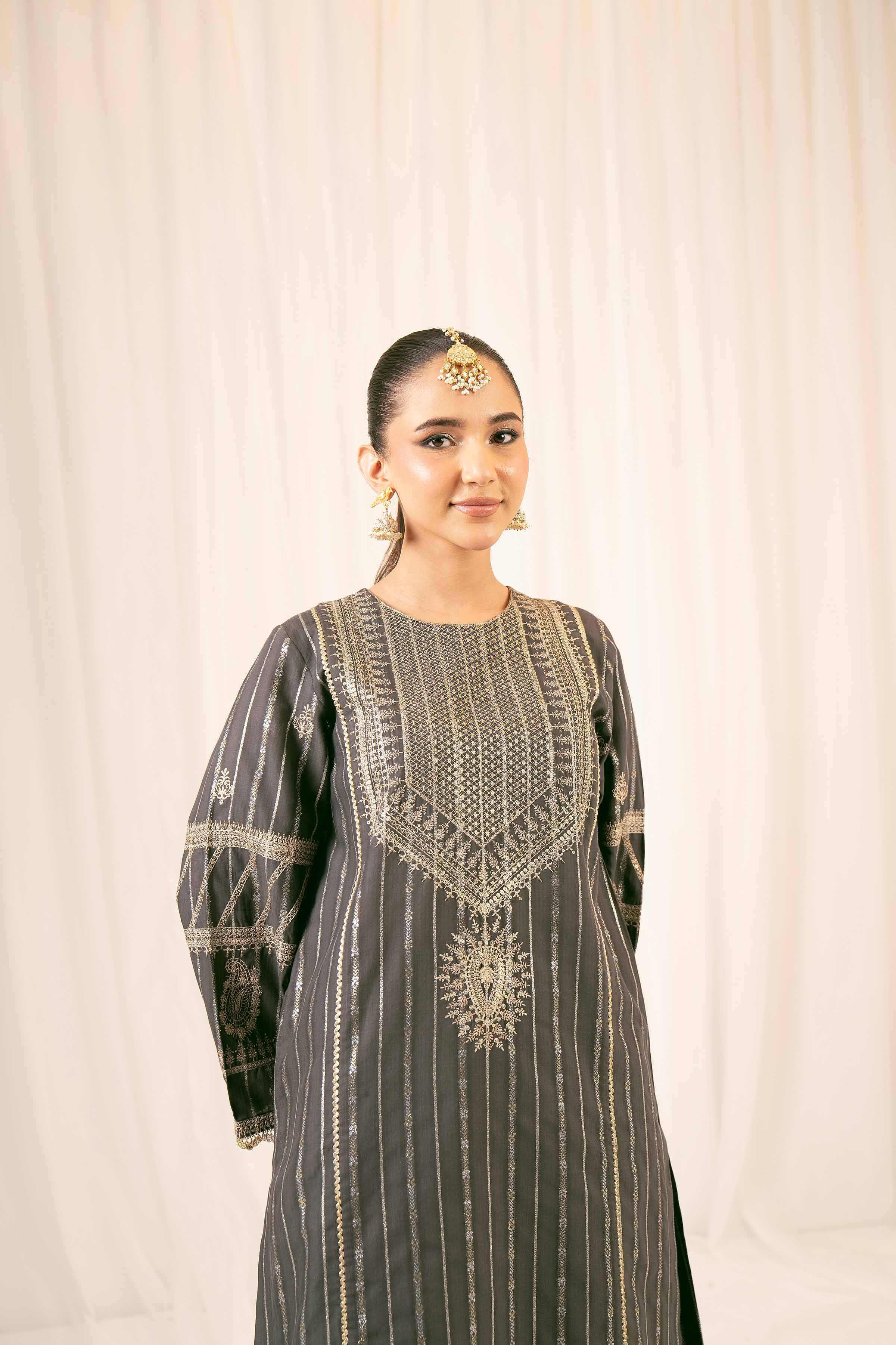 NishatUK - Black Embroidered Jacquard 2-piece ready to wear Dress