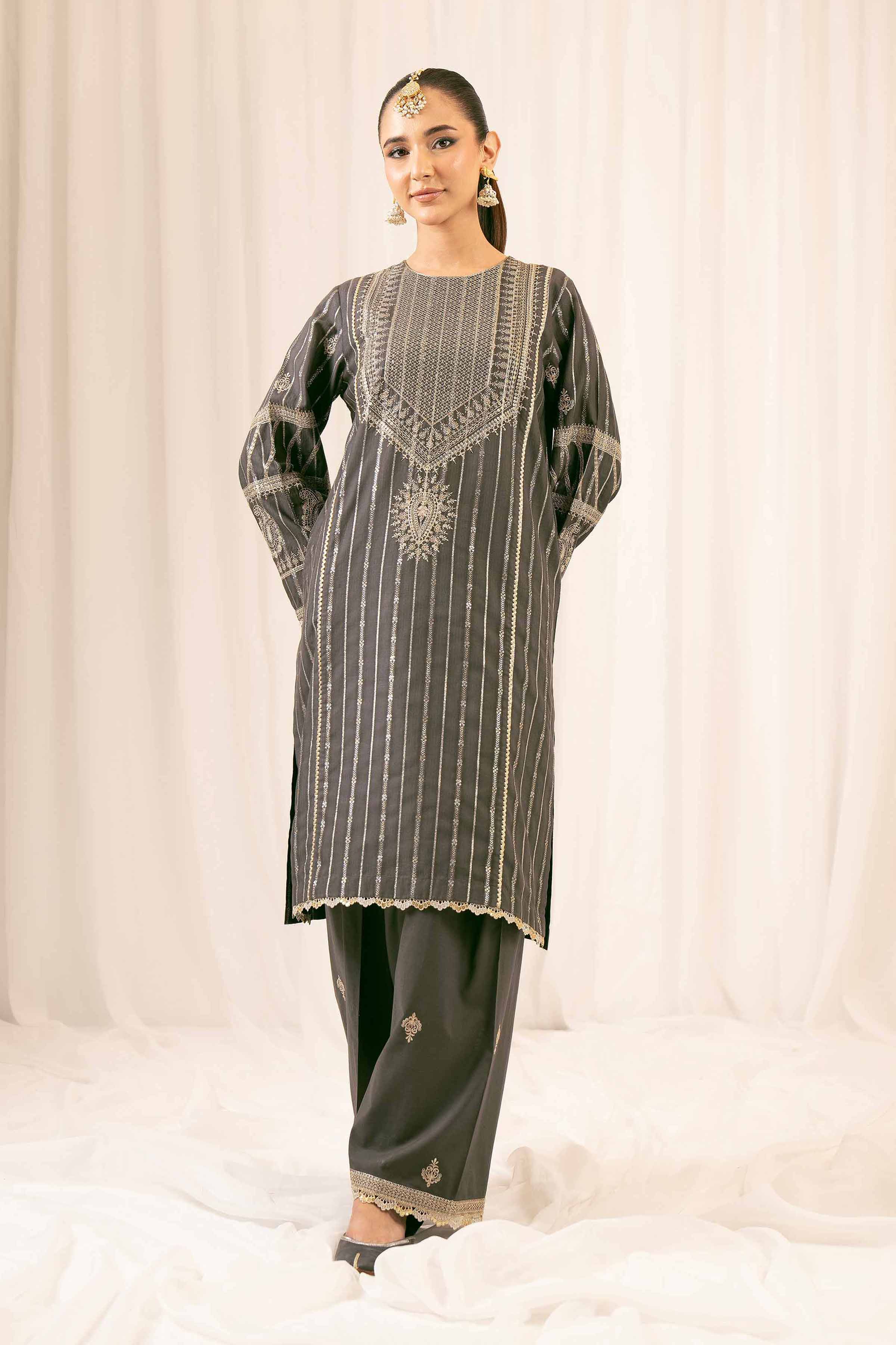 NishatUK - Black Embroidered Jacquard 2-piece ready to wear Dress