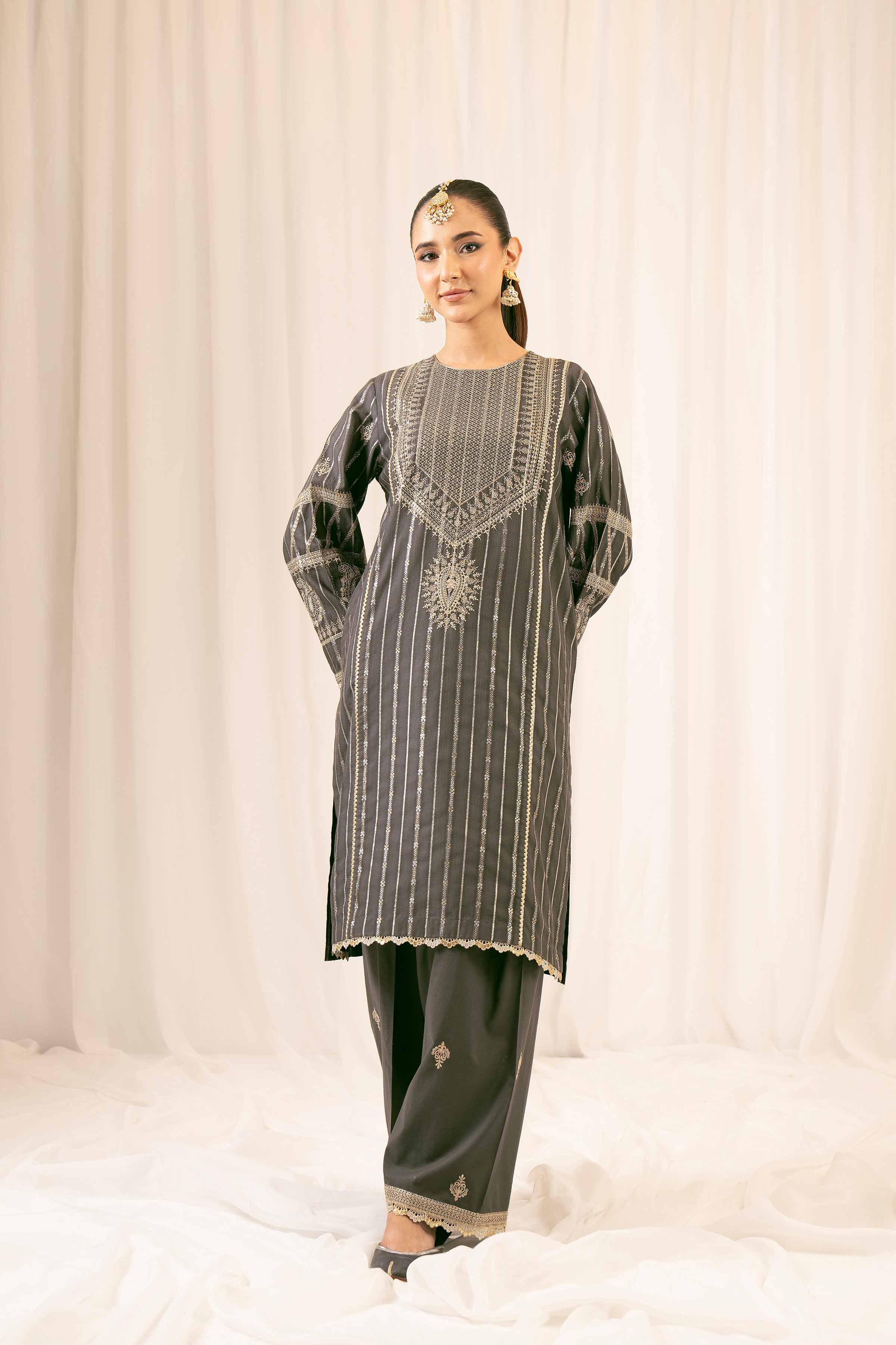 NishatUK - Black Embroidered Jacquard 2-piece ready to wear Dress