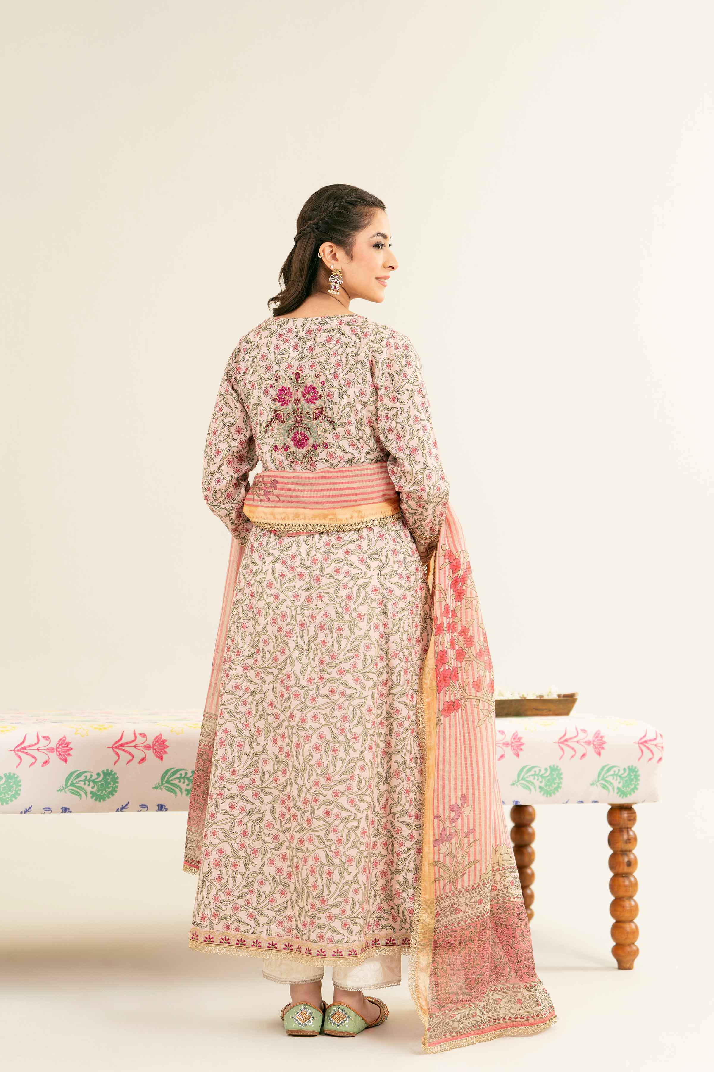 NishatUK - Tea Pink Embroidered Line Fancy 2-piece ready to wear Dress