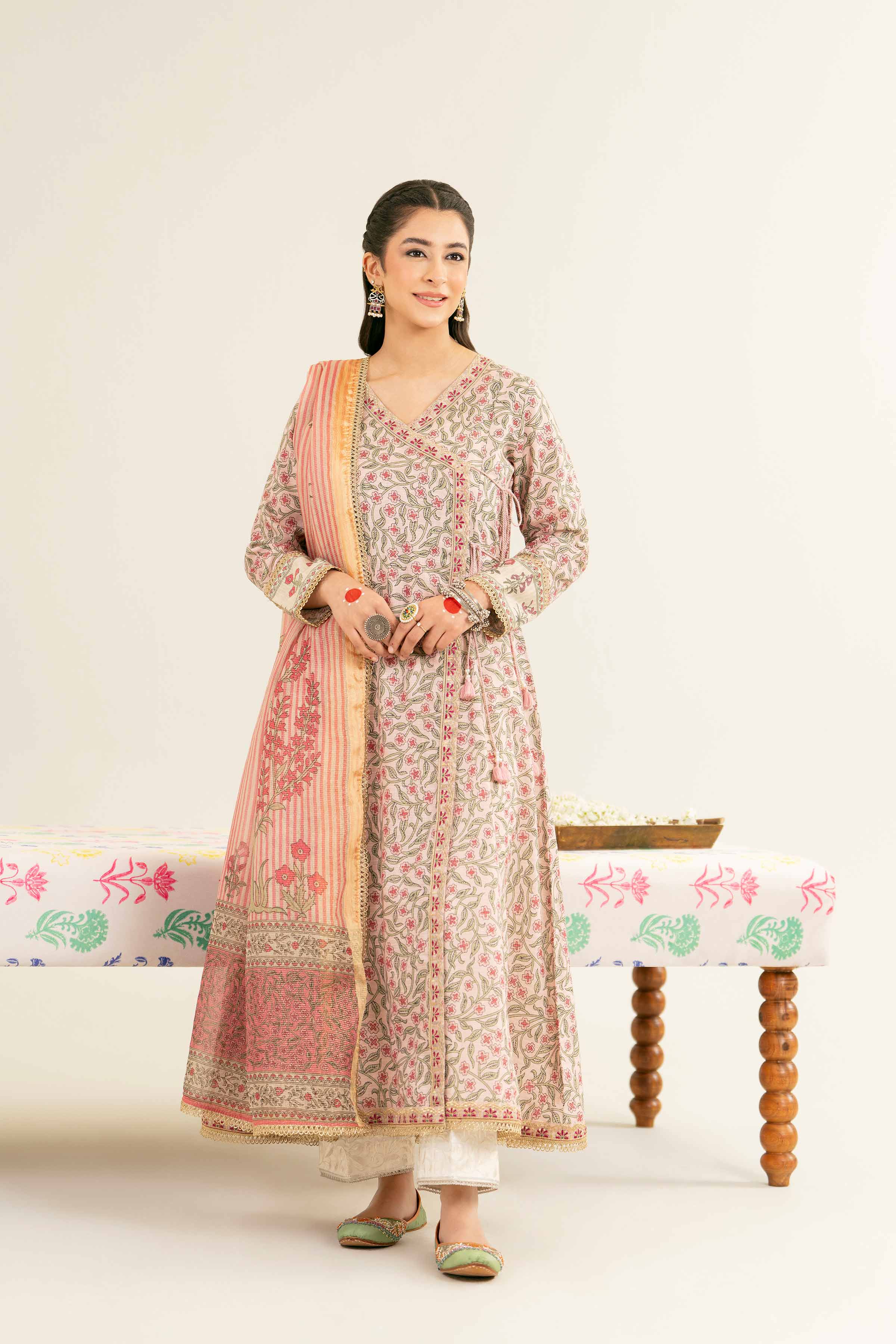 NishatUK - Tea Pink Embroidered Line Fancy 2-piece ready to wear Dress