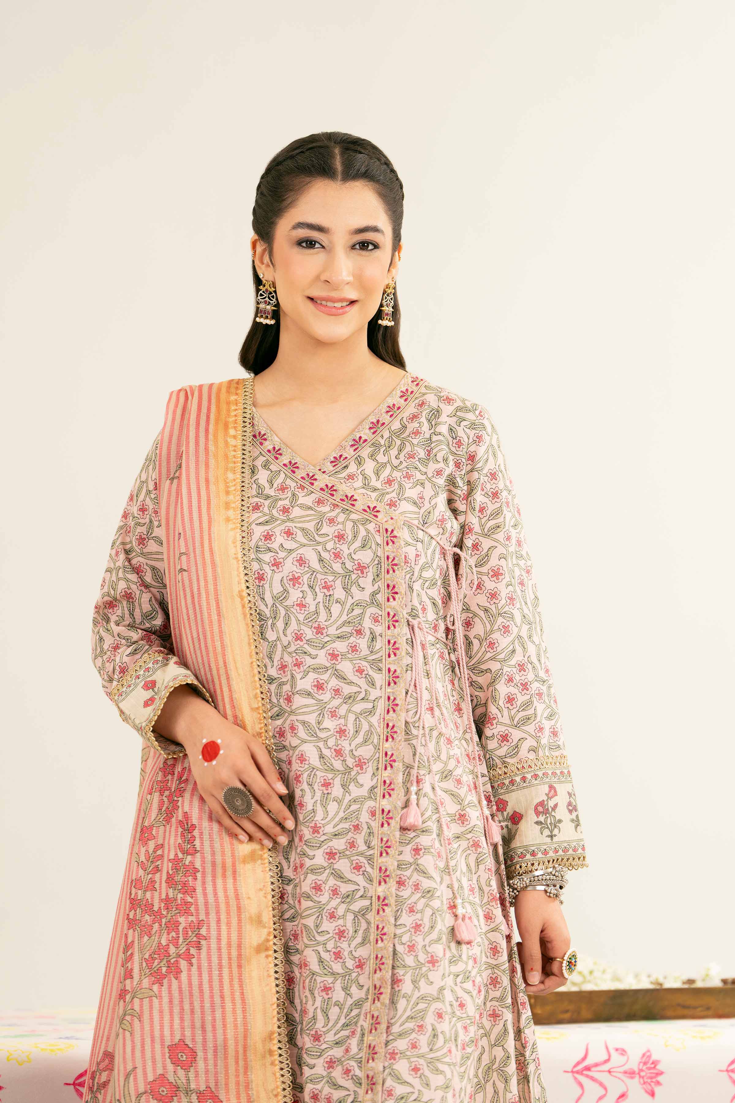 NishatUK - Tea Pink Embroidered Line Fancy 2-piece ready to wear Dress