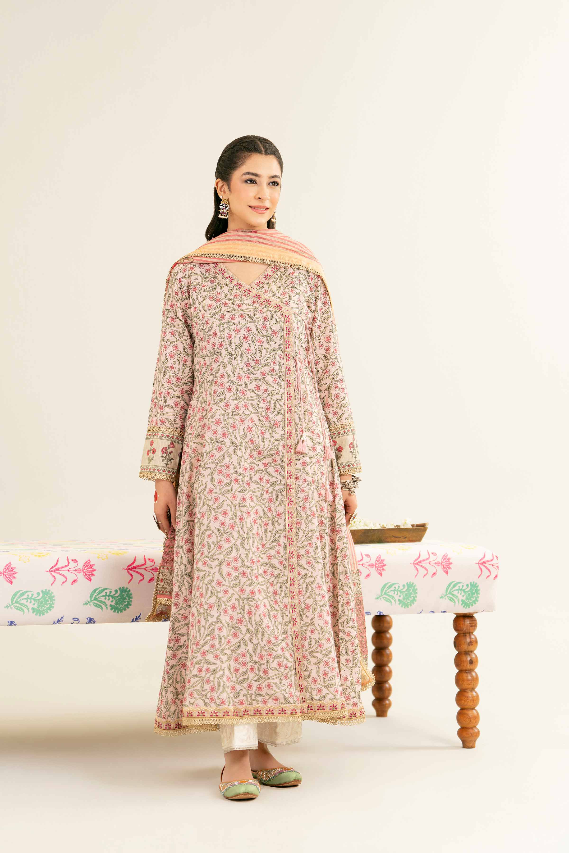 NishatUK - Tea Pink Embroidered Line Fancy 2-piece ready to wear Dress