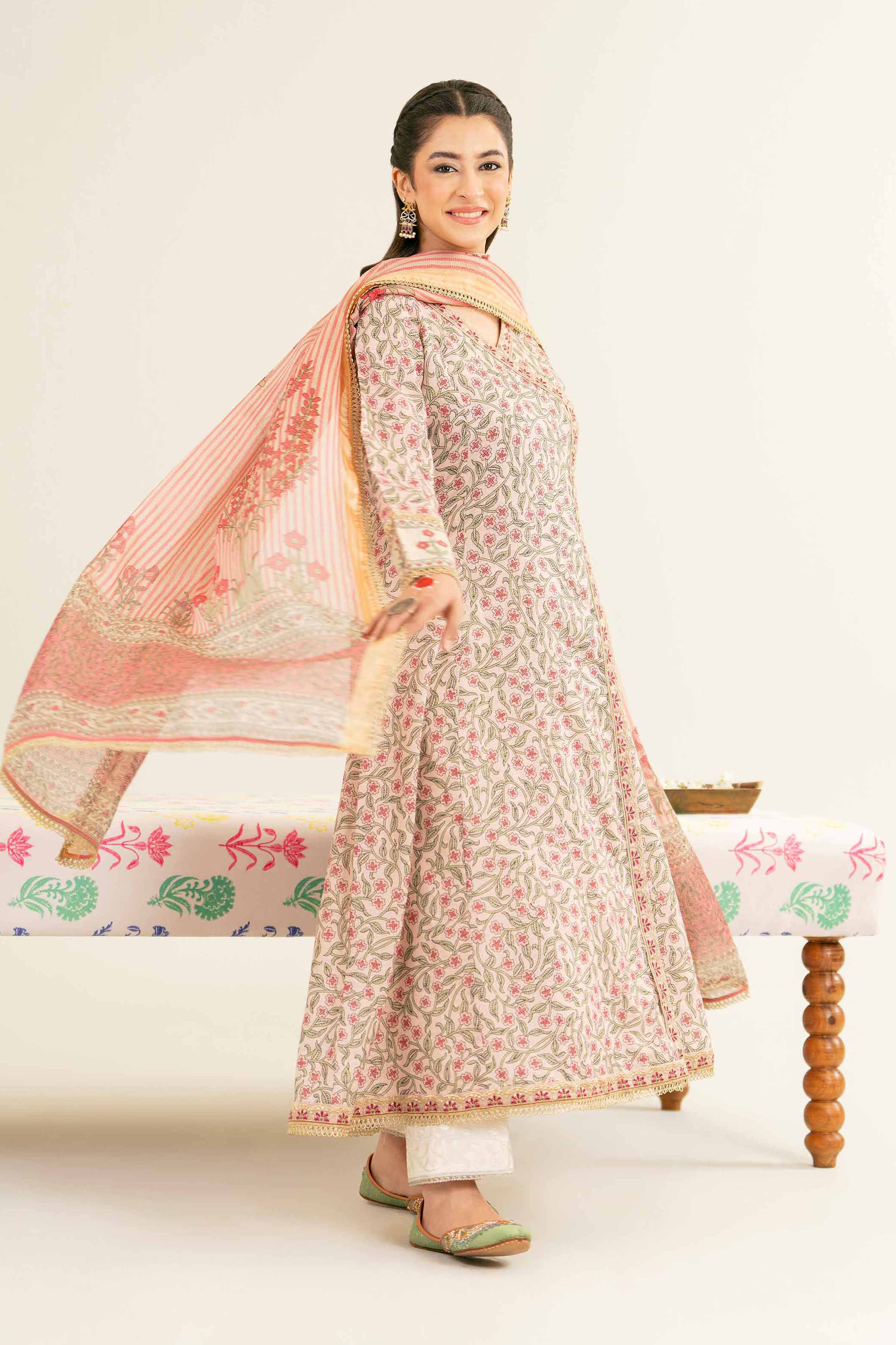 NishatUK - Tea Pink Embroidered Line Fancy 2-piece ready to wear Dress