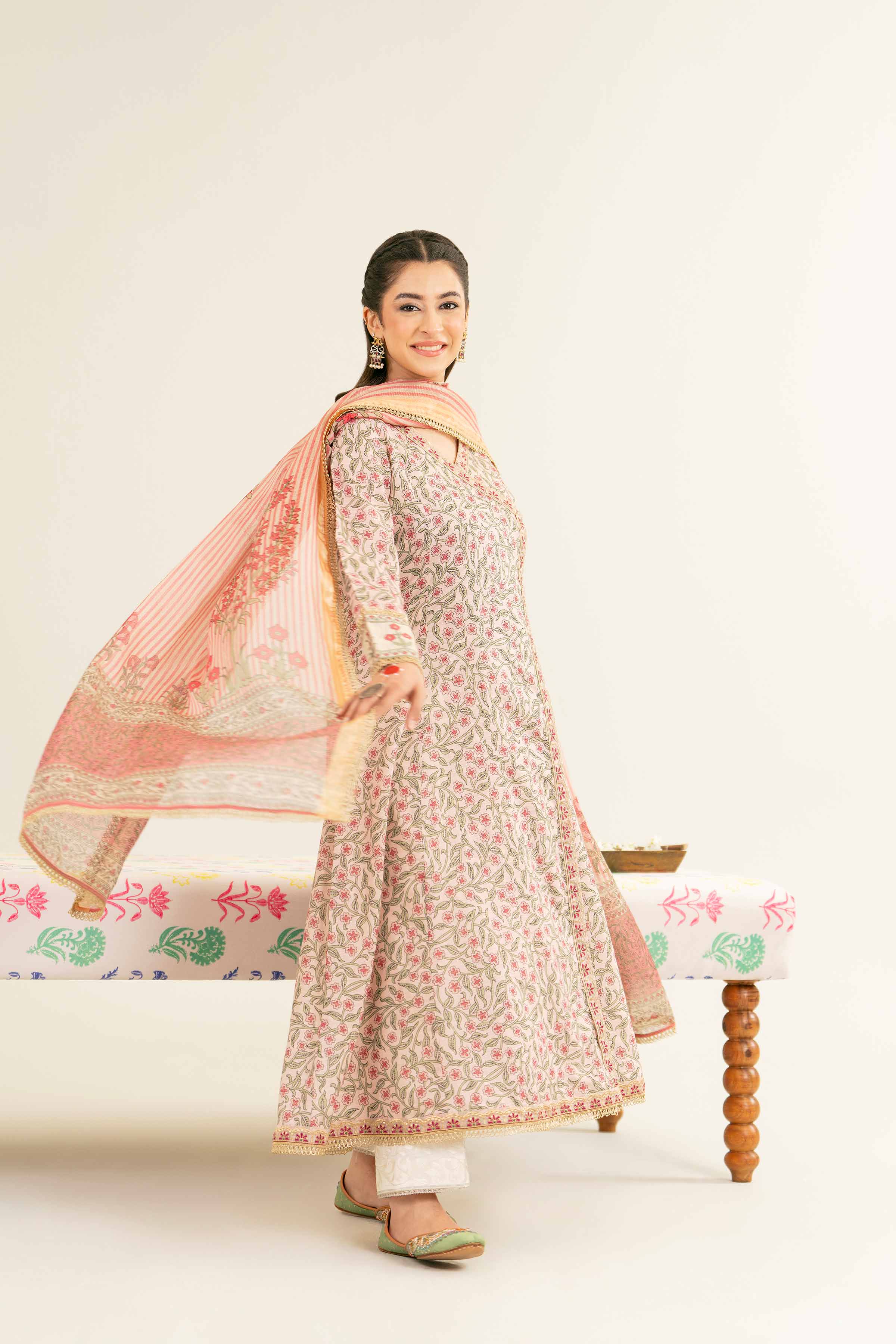 NishatUK - Tea Pink Embroidered Line Fancy 2-piece ready to wear Dress