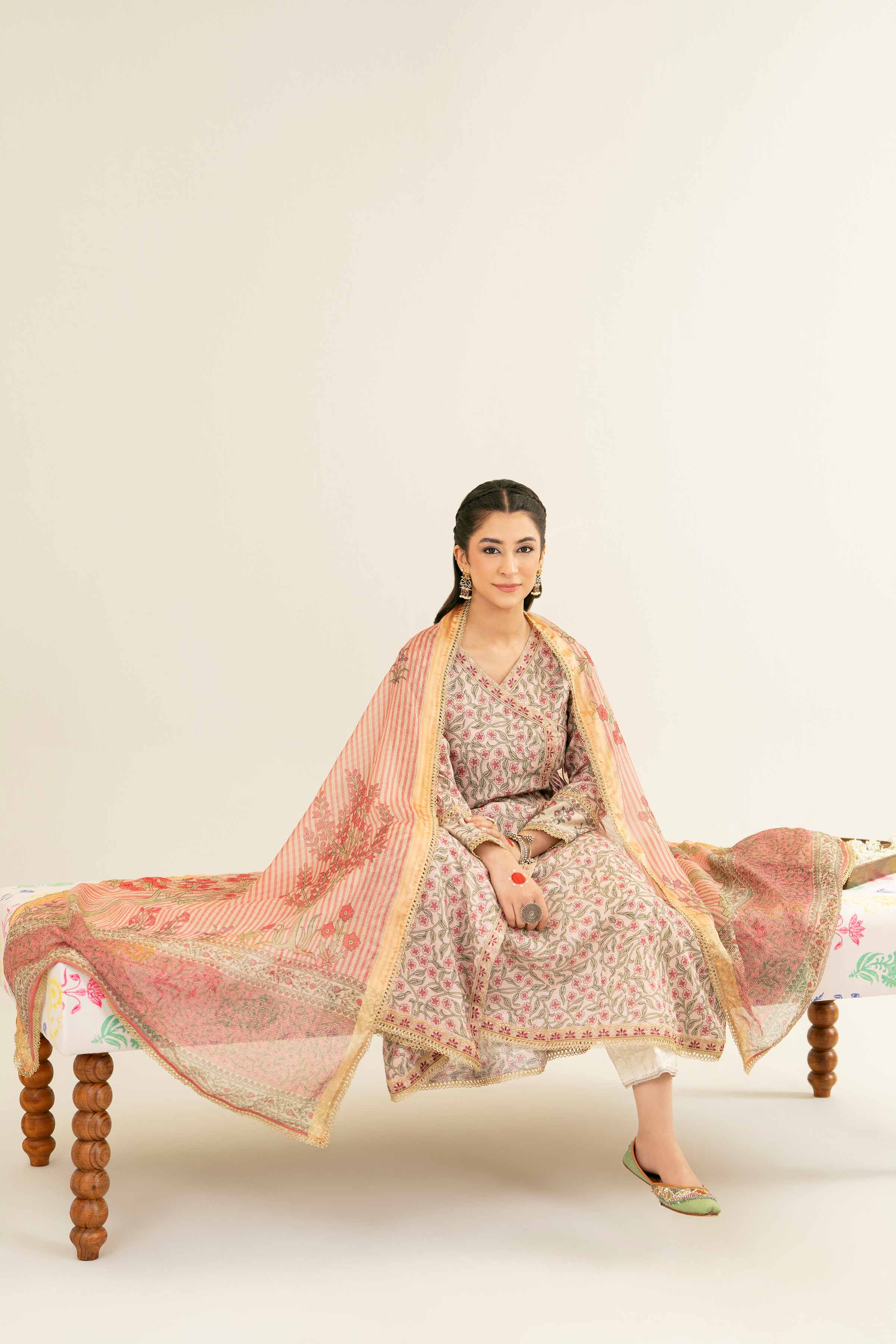 NishatUK - Tea Pink Embroidered Line Fancy 2-piece ready to wear Dress