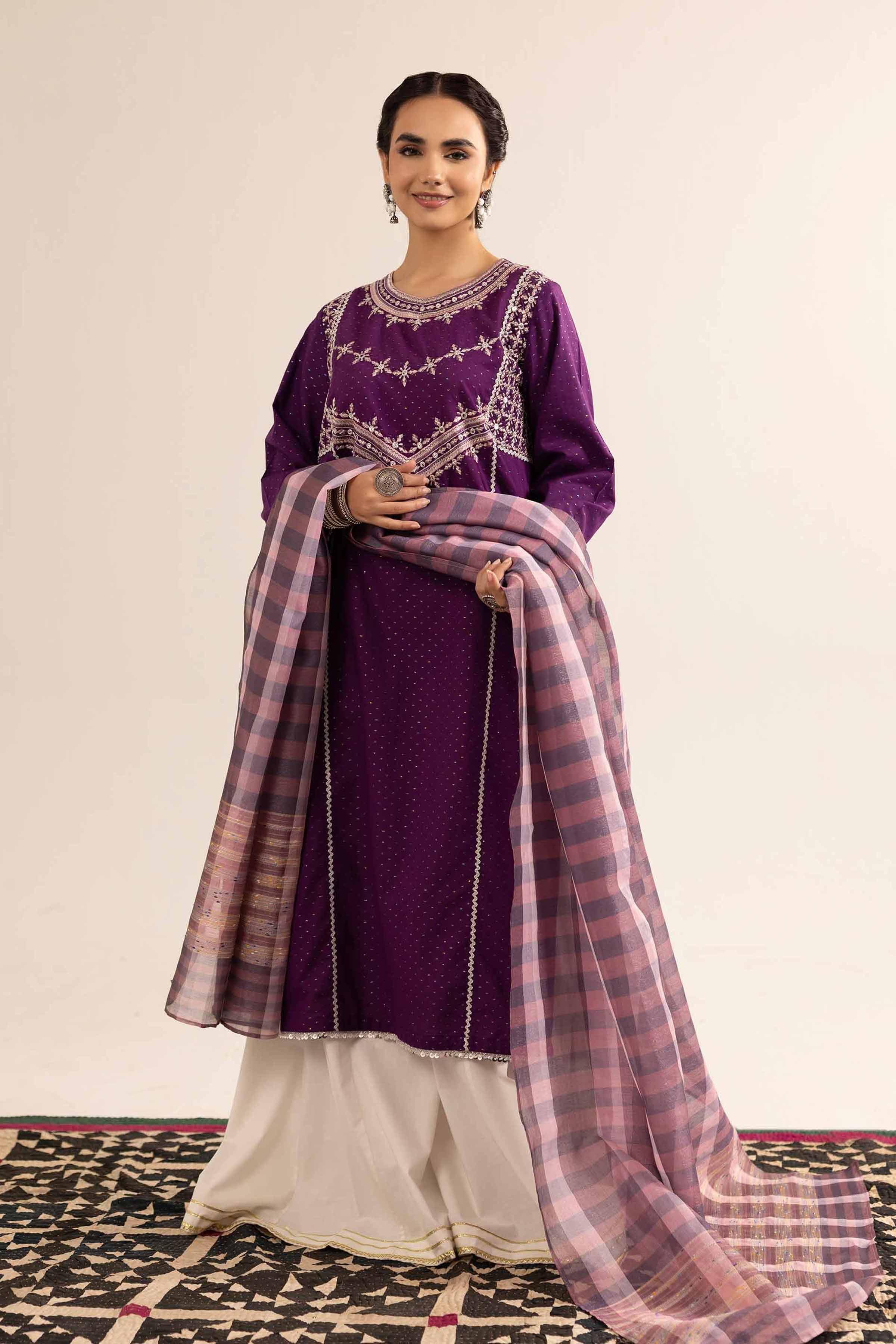 NishatUK - Brown Embroidered Jacquard 2-piece ready to wear Dress