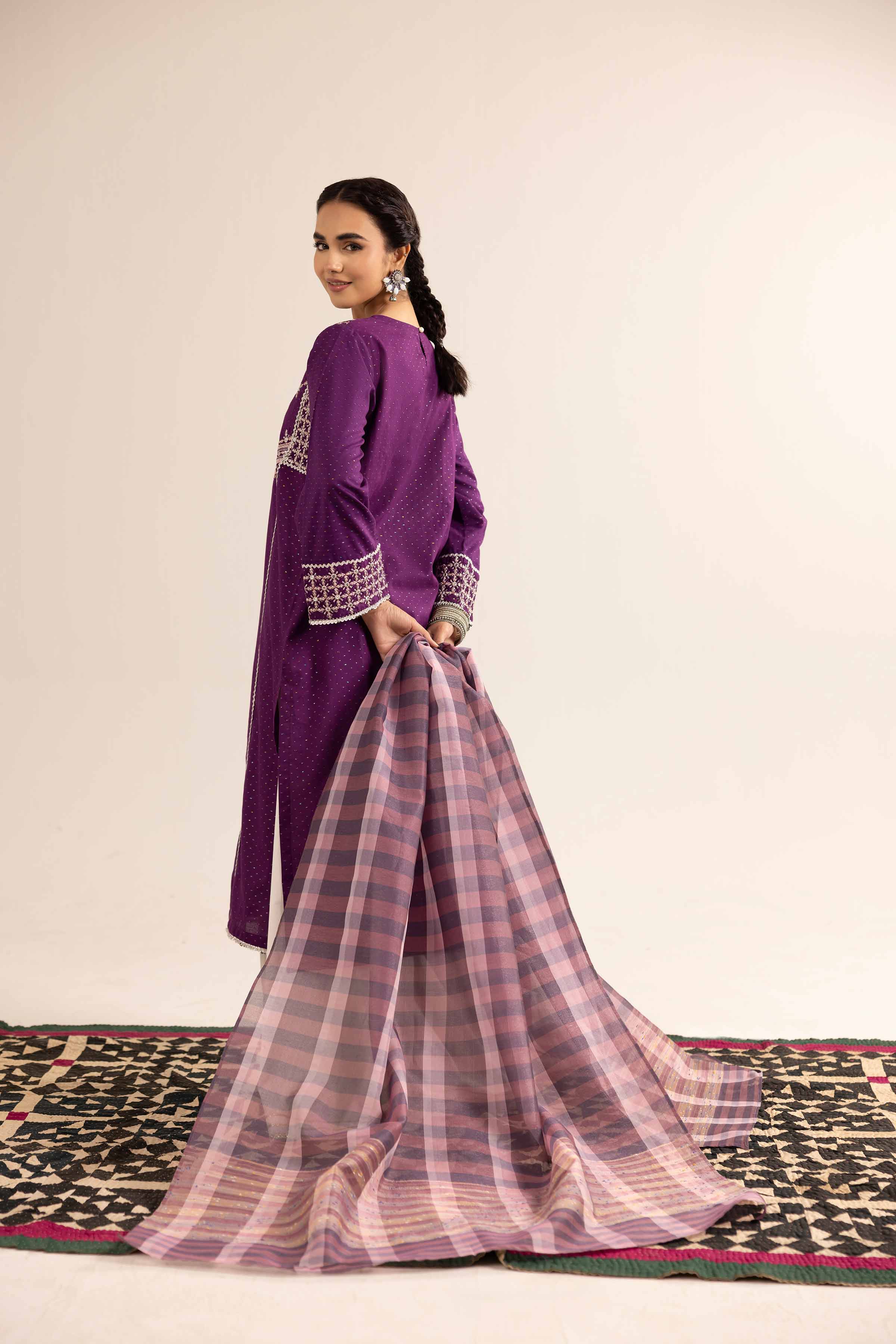 NishatUK - Brown Embroidered Jacquard 2-piece ready to wear Dress