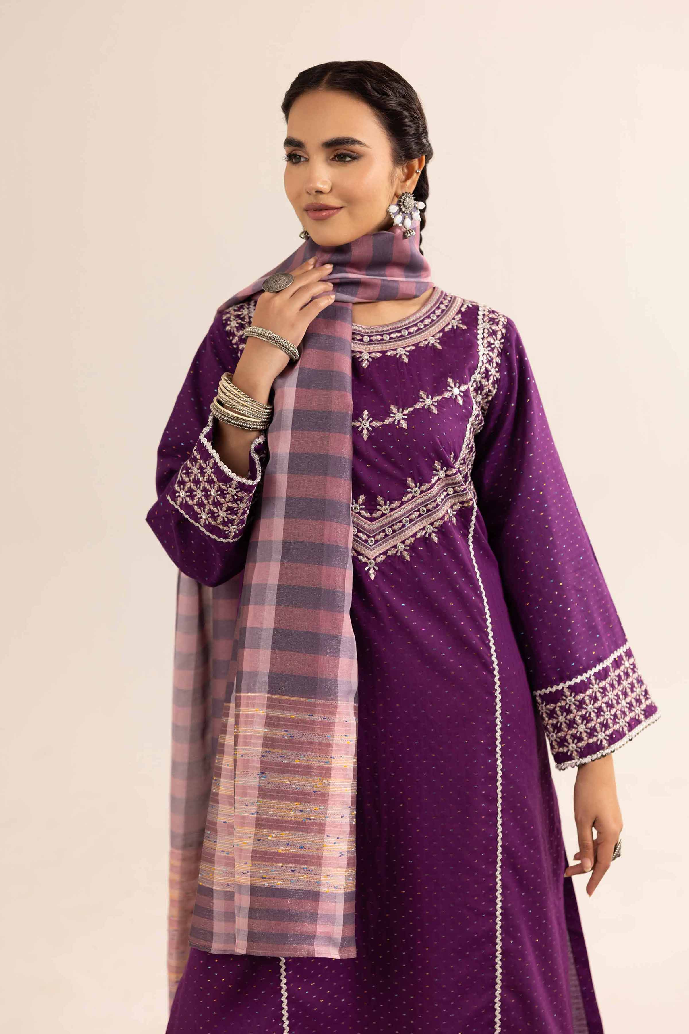 NishatUK - Brown Embroidered Jacquard 2-piece ready to wear Dress