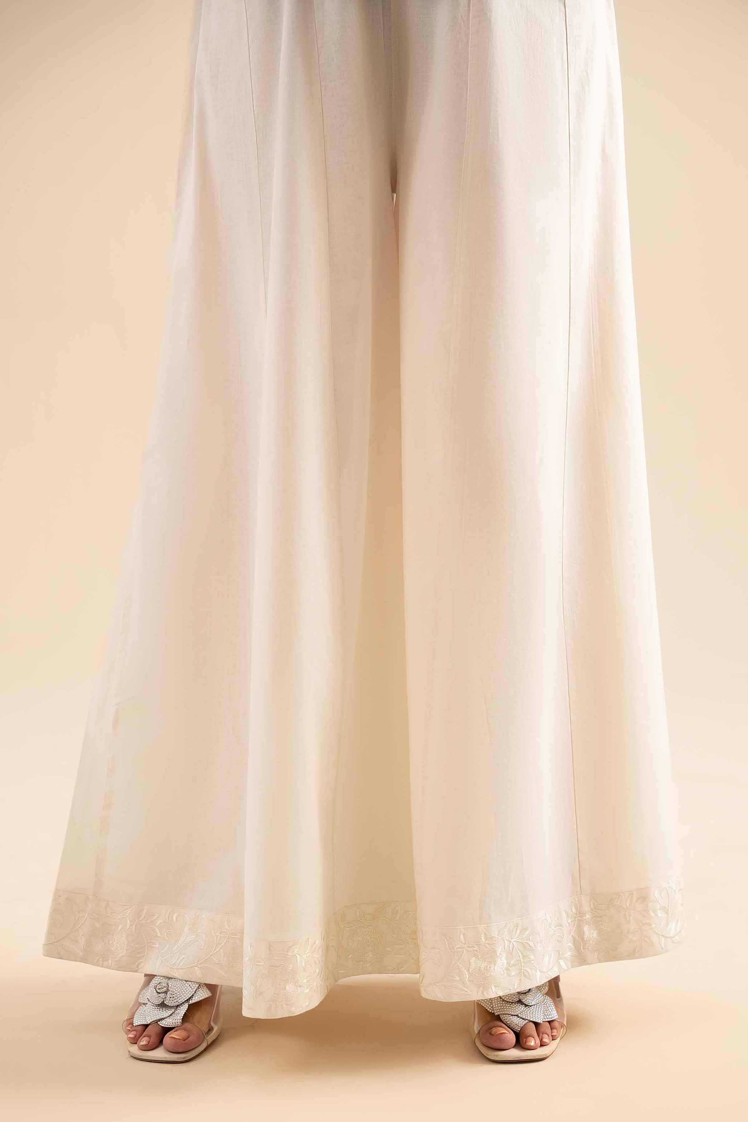 NishatUK - Off White Embroidered Cambric 1-piece ready to wear Sharara