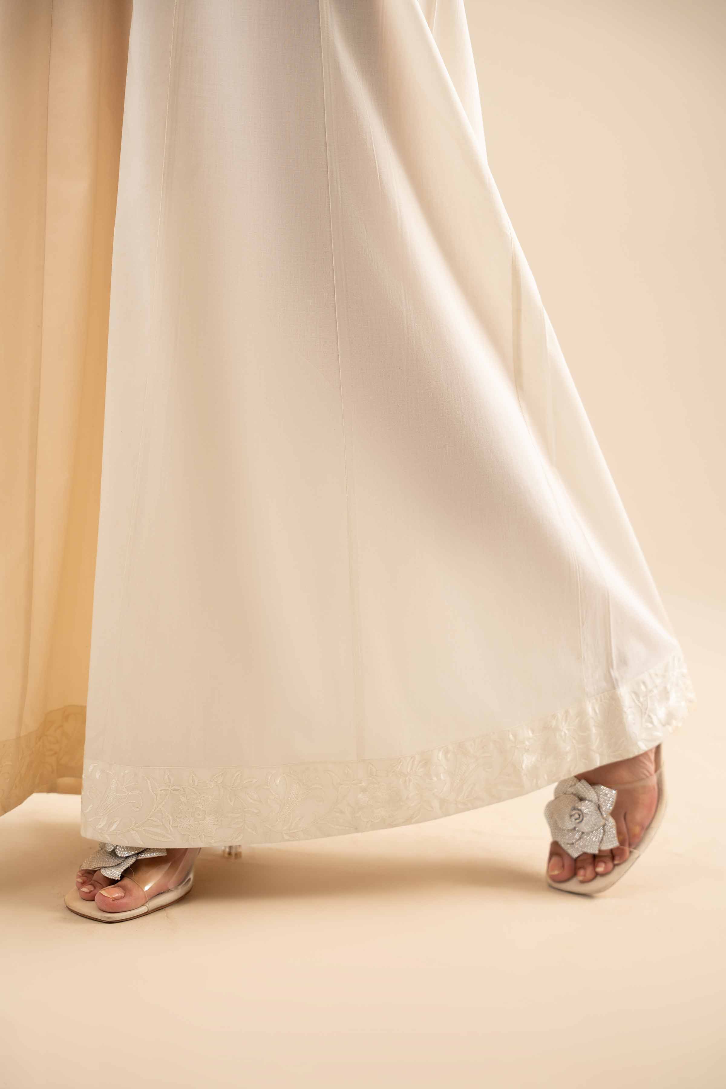 NishatUK - Off White Embroidered Cambric 1-piece ready to wear Sharara