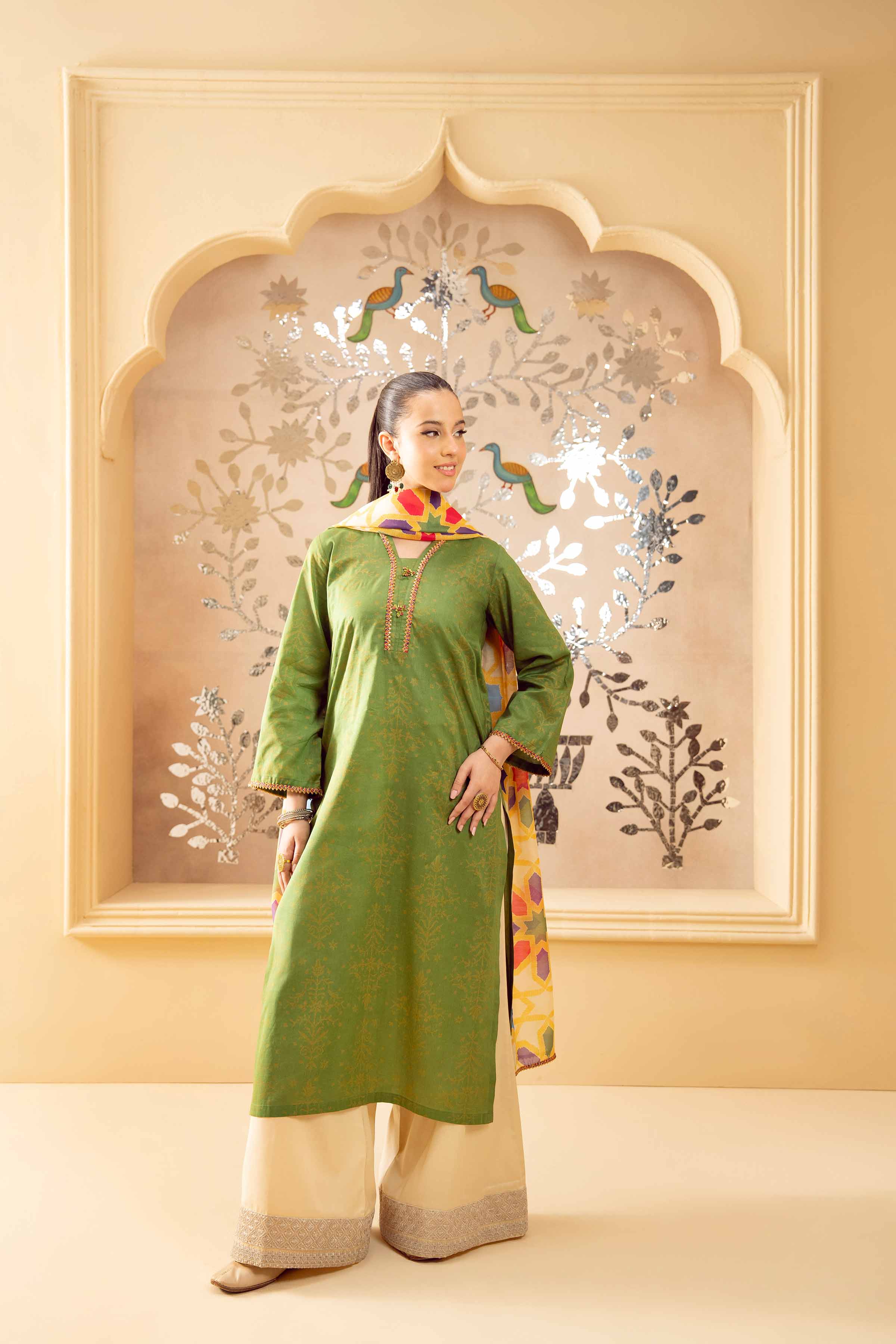NishatUK - Green Printed Lawn 2-piece ready to wear Dress