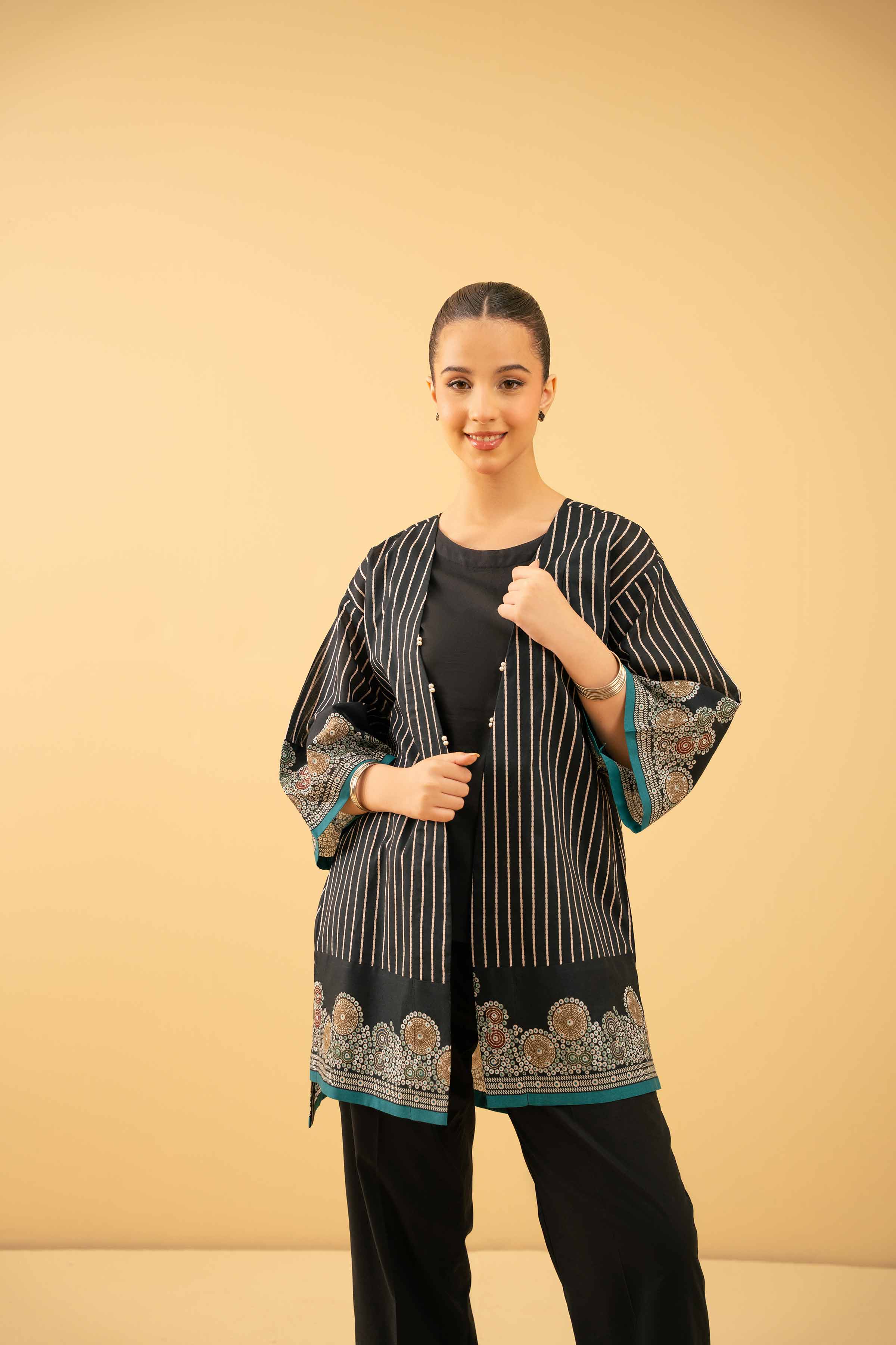 NishatUK - Black Printed Lawn 1-piece ready to wear Shirt